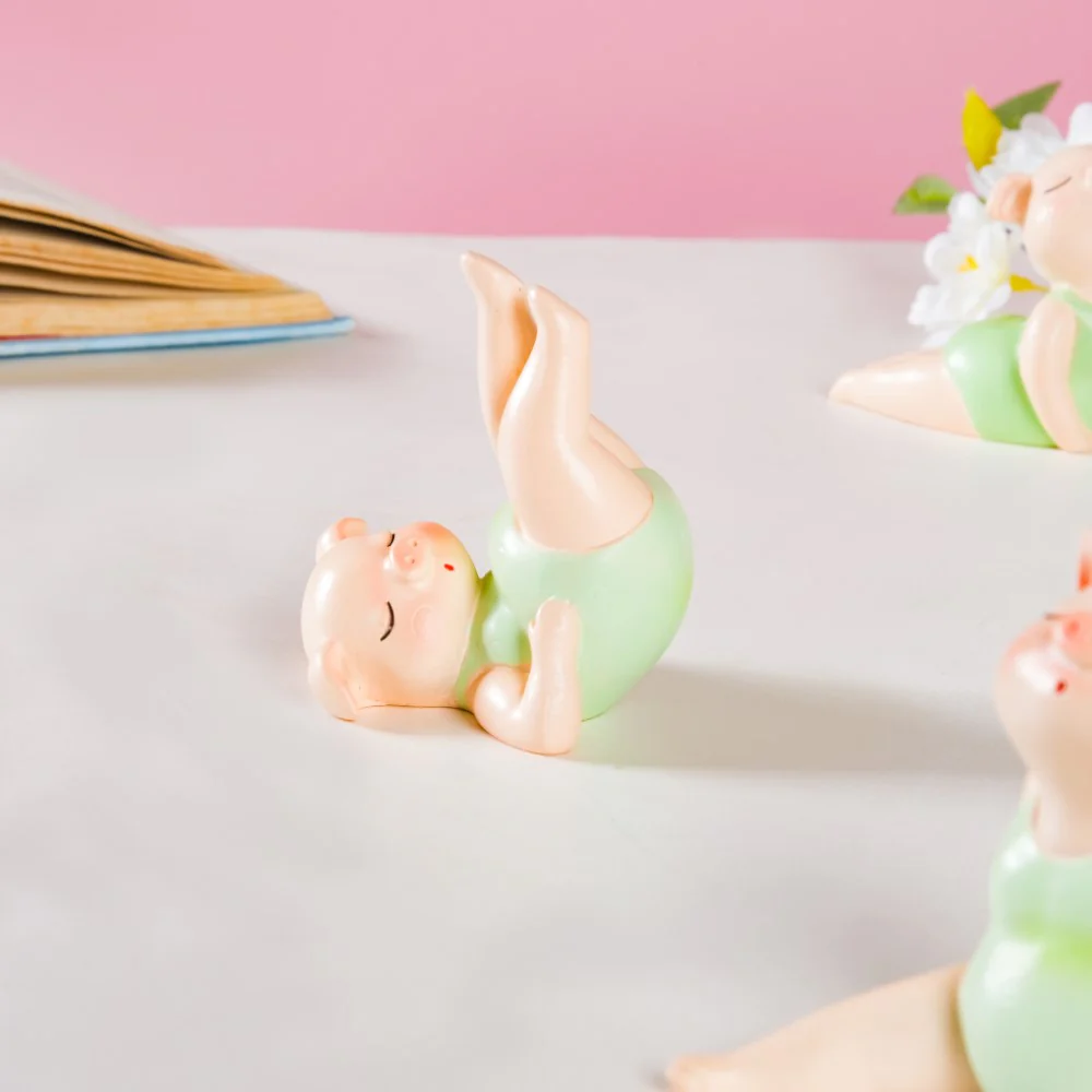 Piggy Miniature Decor Yoga Showpiece Set Of 6 - Image 6