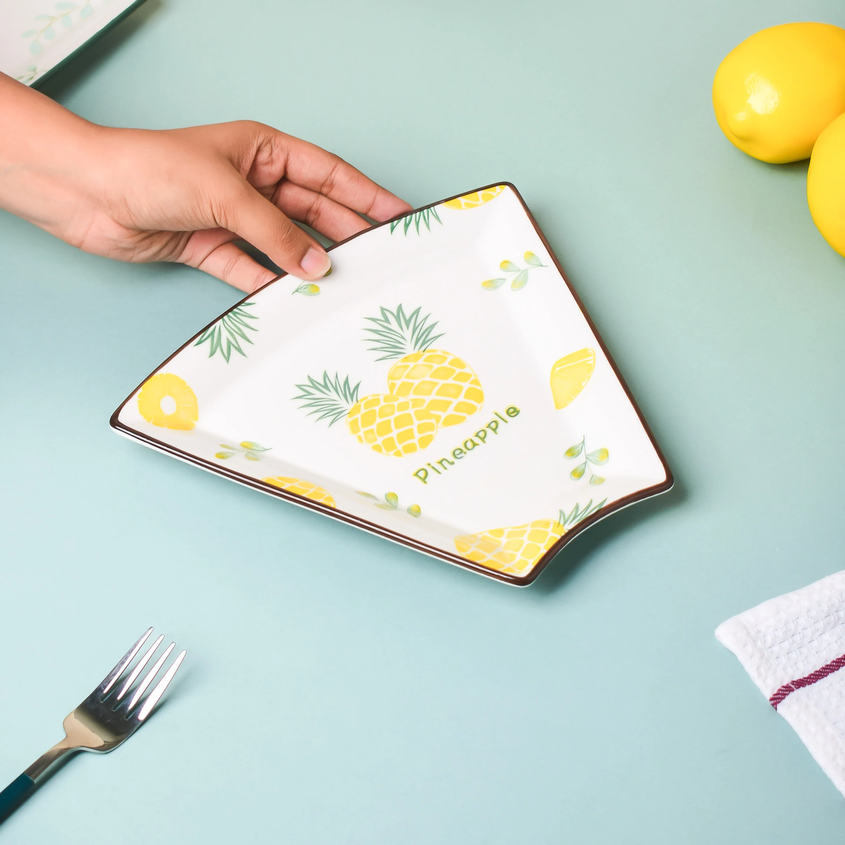 Pineapple Ceramic Snack Plate 8 Inch - Image 2
