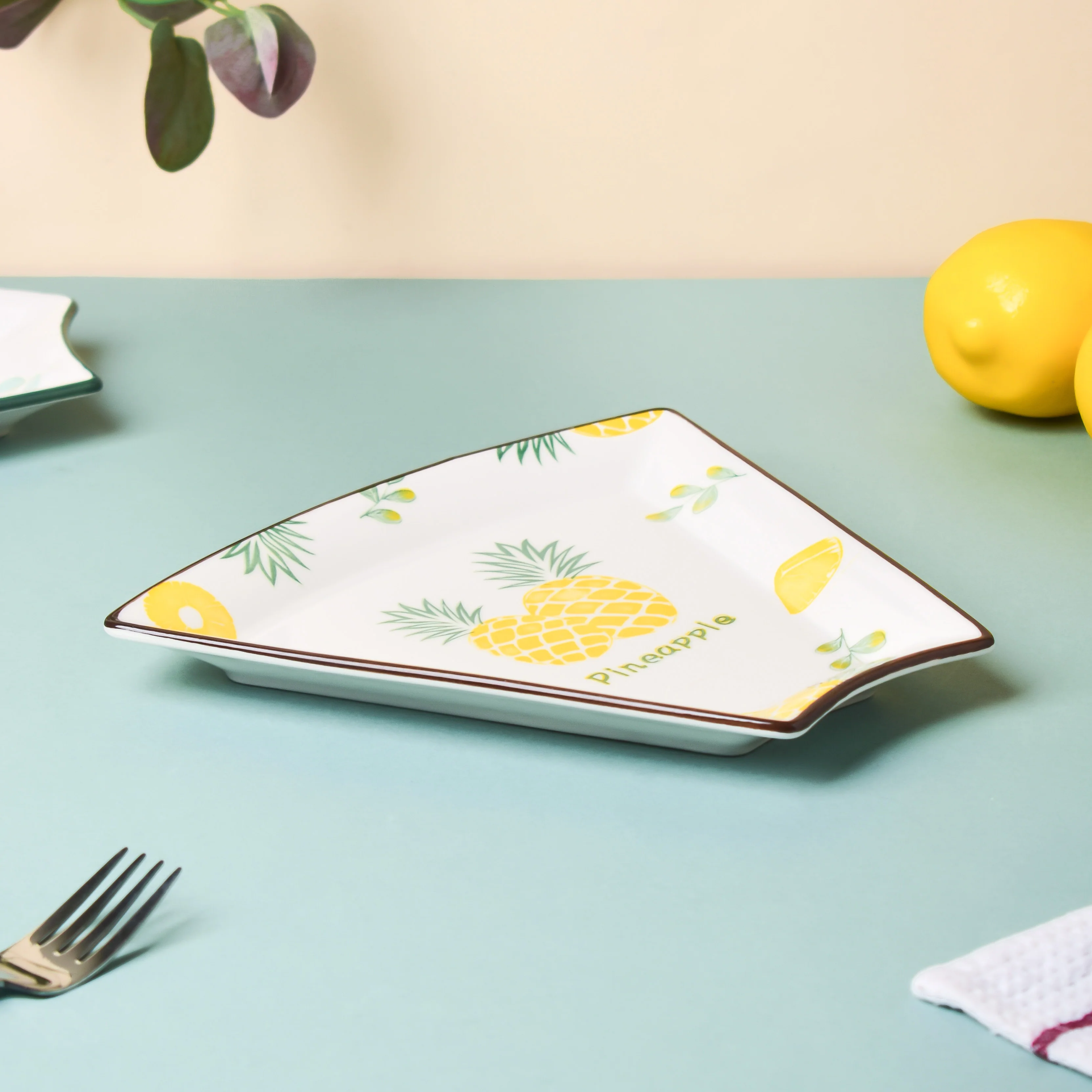 Pineapple Ceramic Snack Plate 8 Inch - Image 4