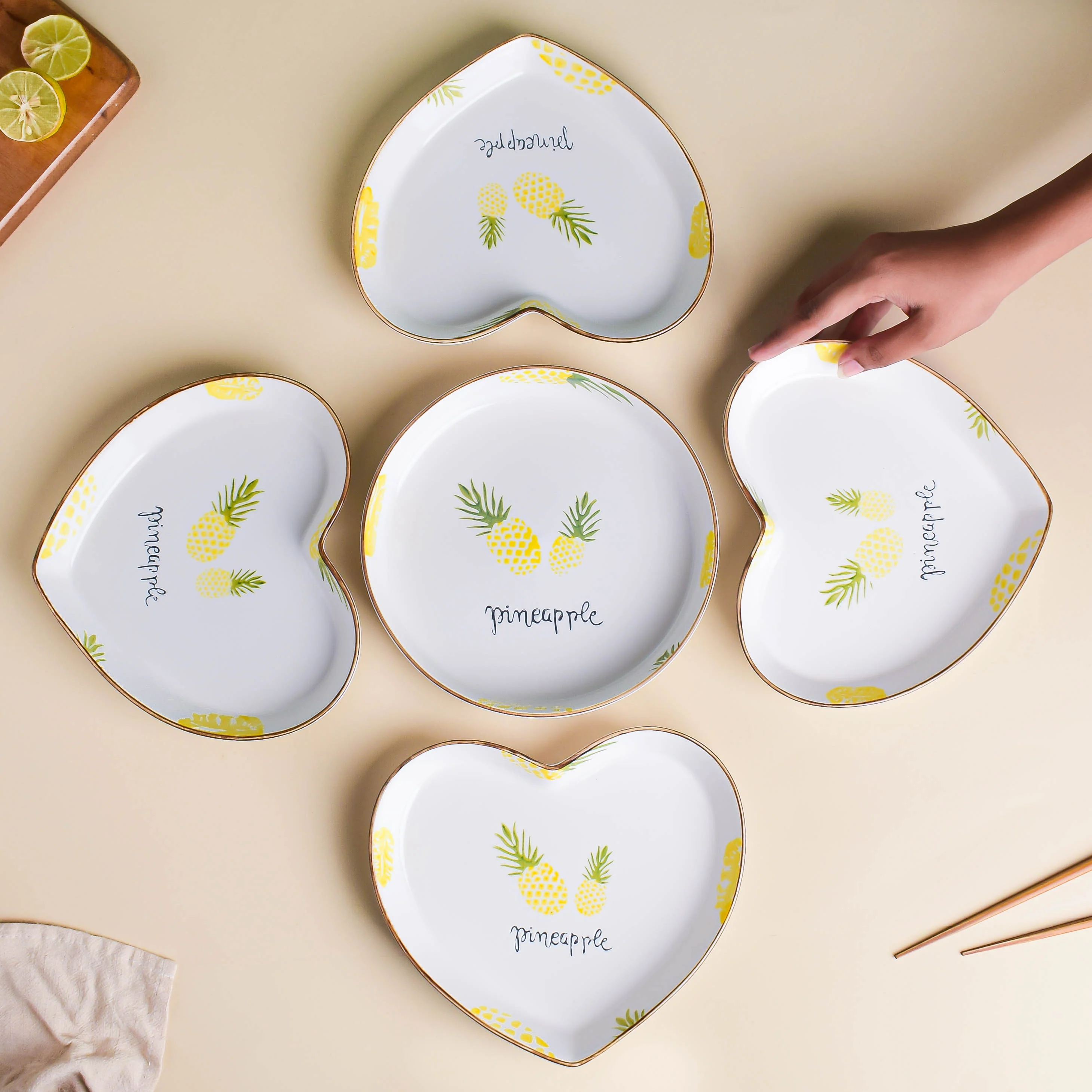 Pineapple Heart Plates Set of 5 - Image 3