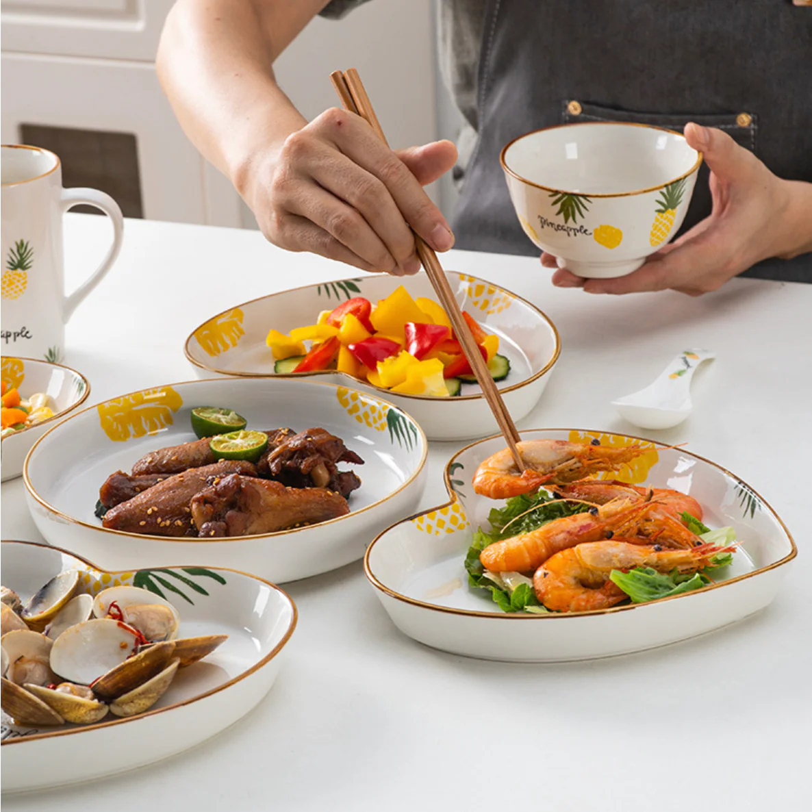 Pineapple Heart Snack Set For 4 - Image 2