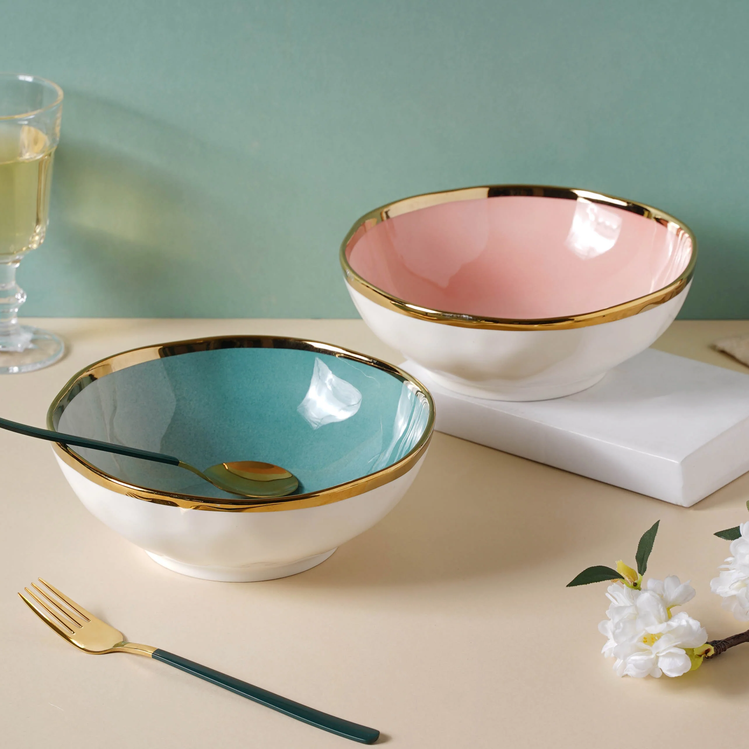 Pink and Green Ombre 22 Piece Dinner Set For 6 - Image 13