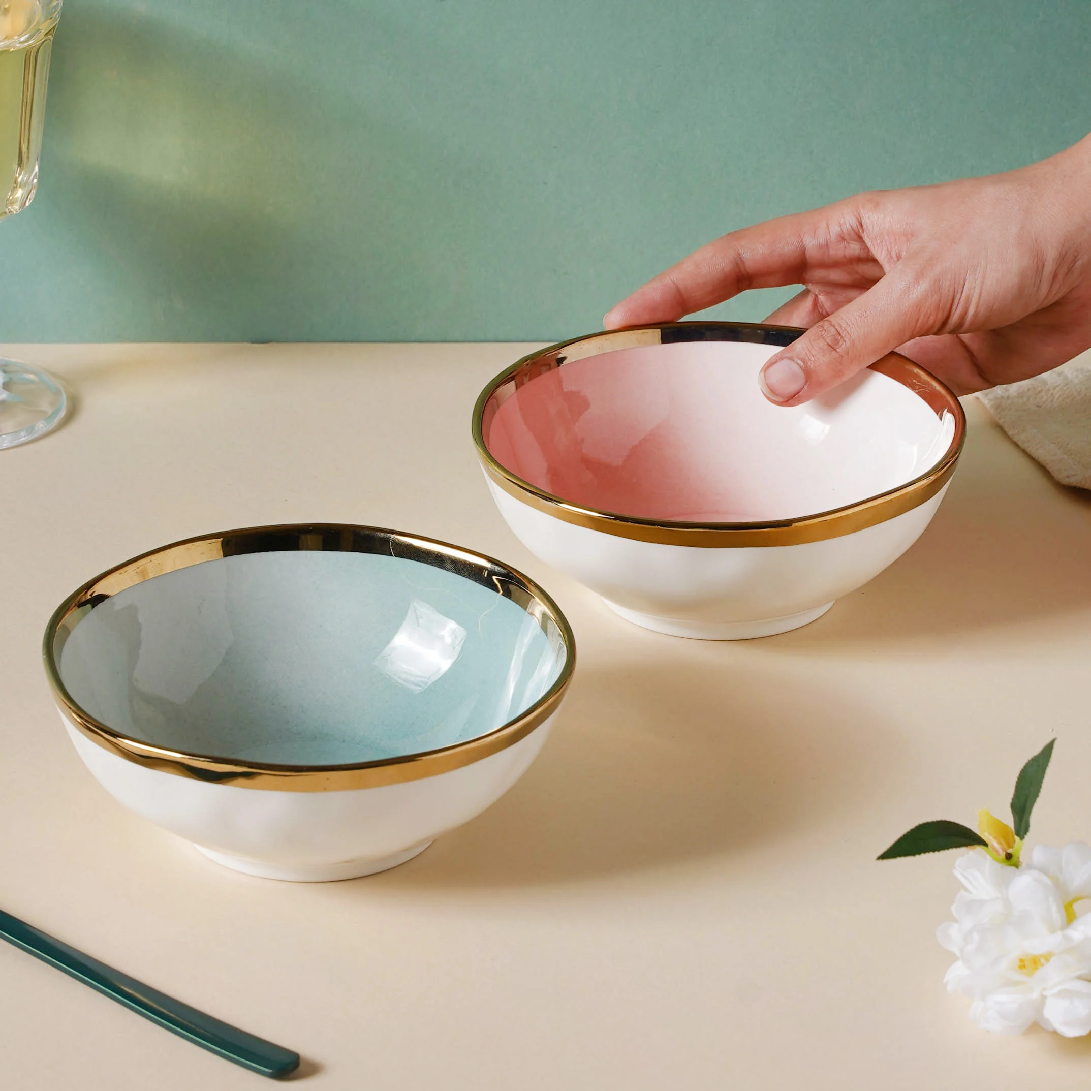 Pink and Green Ombre 22 Piece Dinner Set For 6 - Image 4