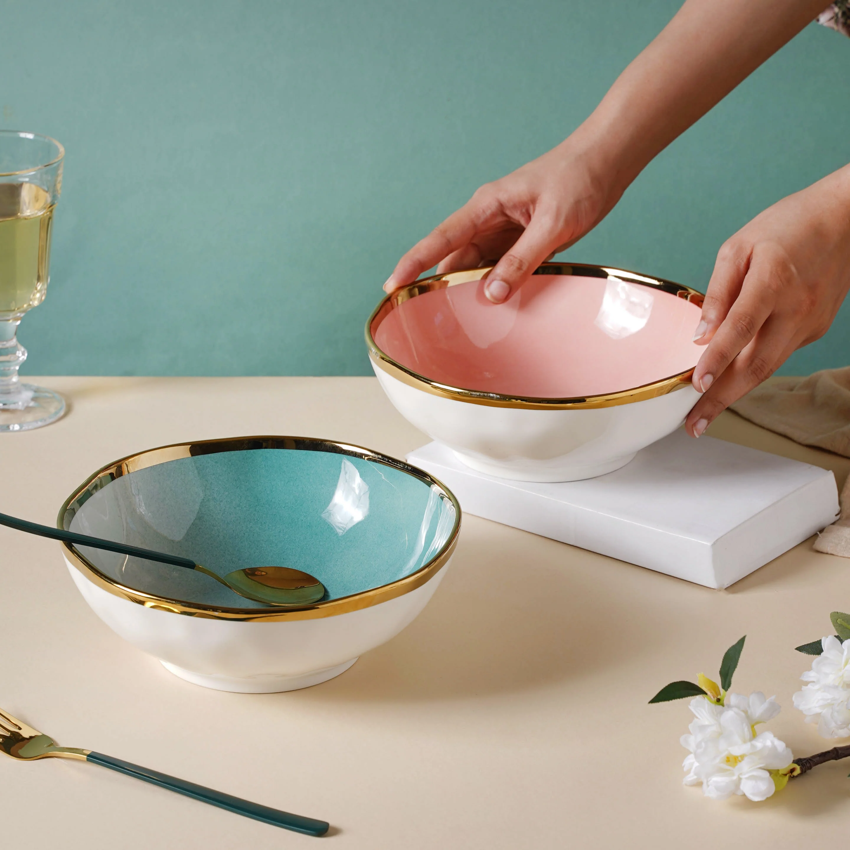 Pink and Green Ombre 22 Piece Dinner Set For 6 - Image 8
