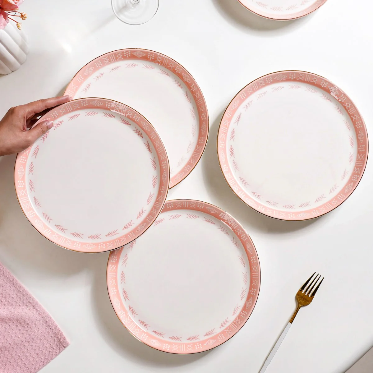 Pink Azo Dinner Plate Set Of 4 10 Inch - Image 2
