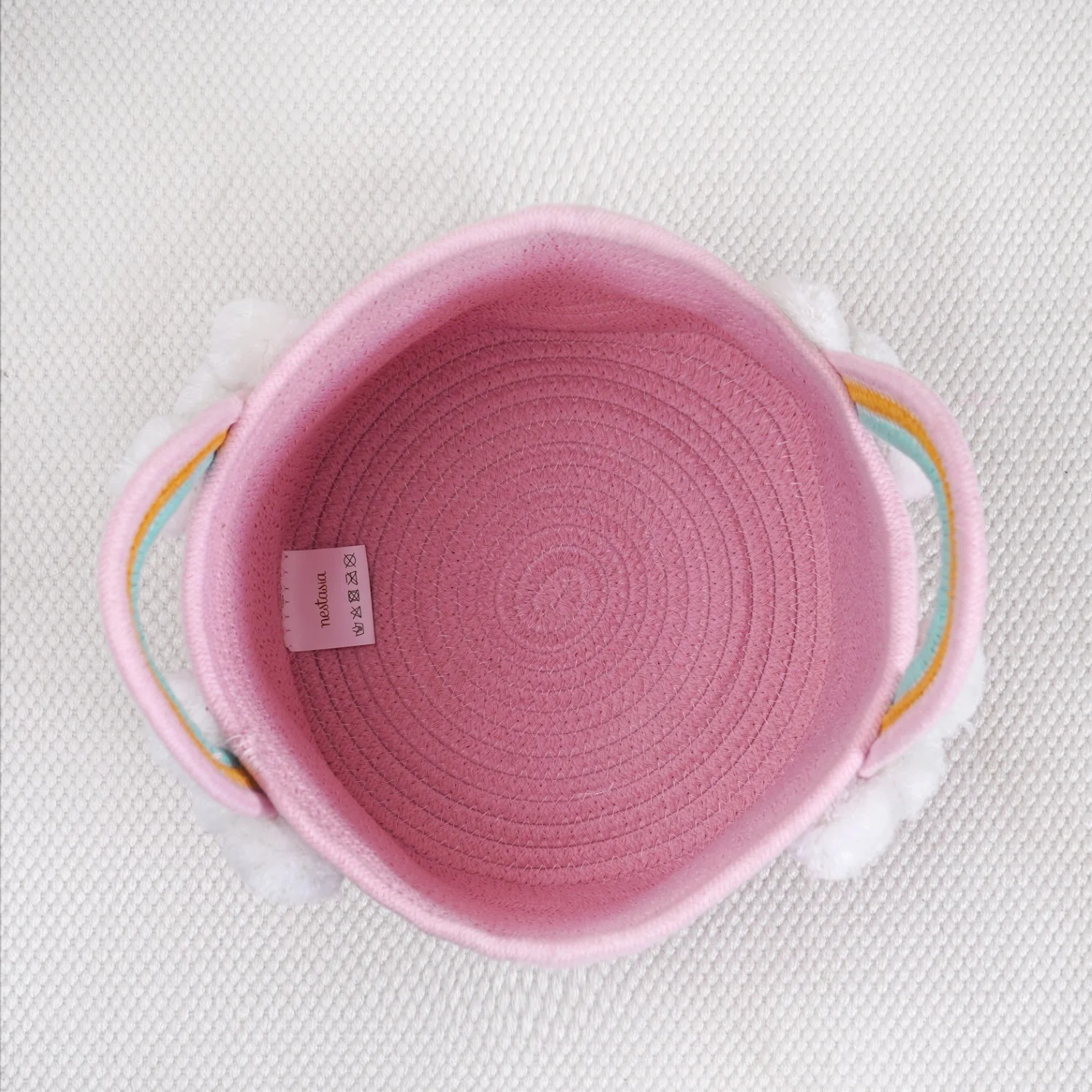 Pink Basket With Rainbow Handles 26cm - Image 6