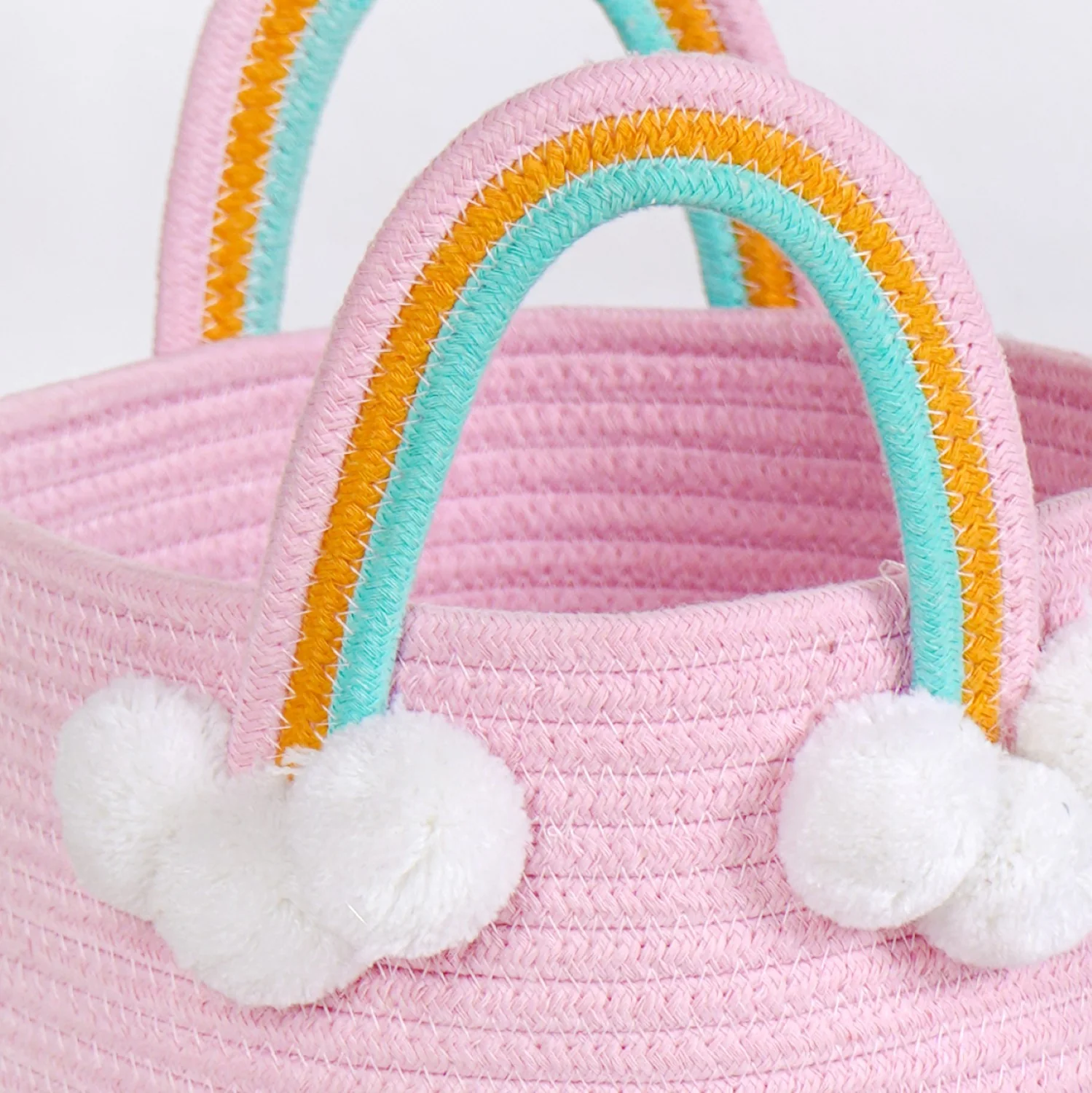 Pink Basket With Rainbow Handles 26cm - Image 7