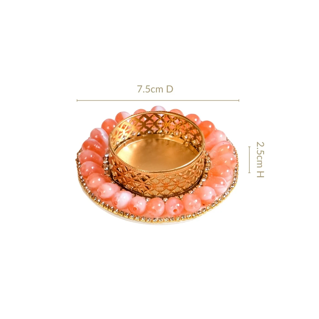 Pink Beaded Tea Light Candle Holders Set Of 6 - Image 4
