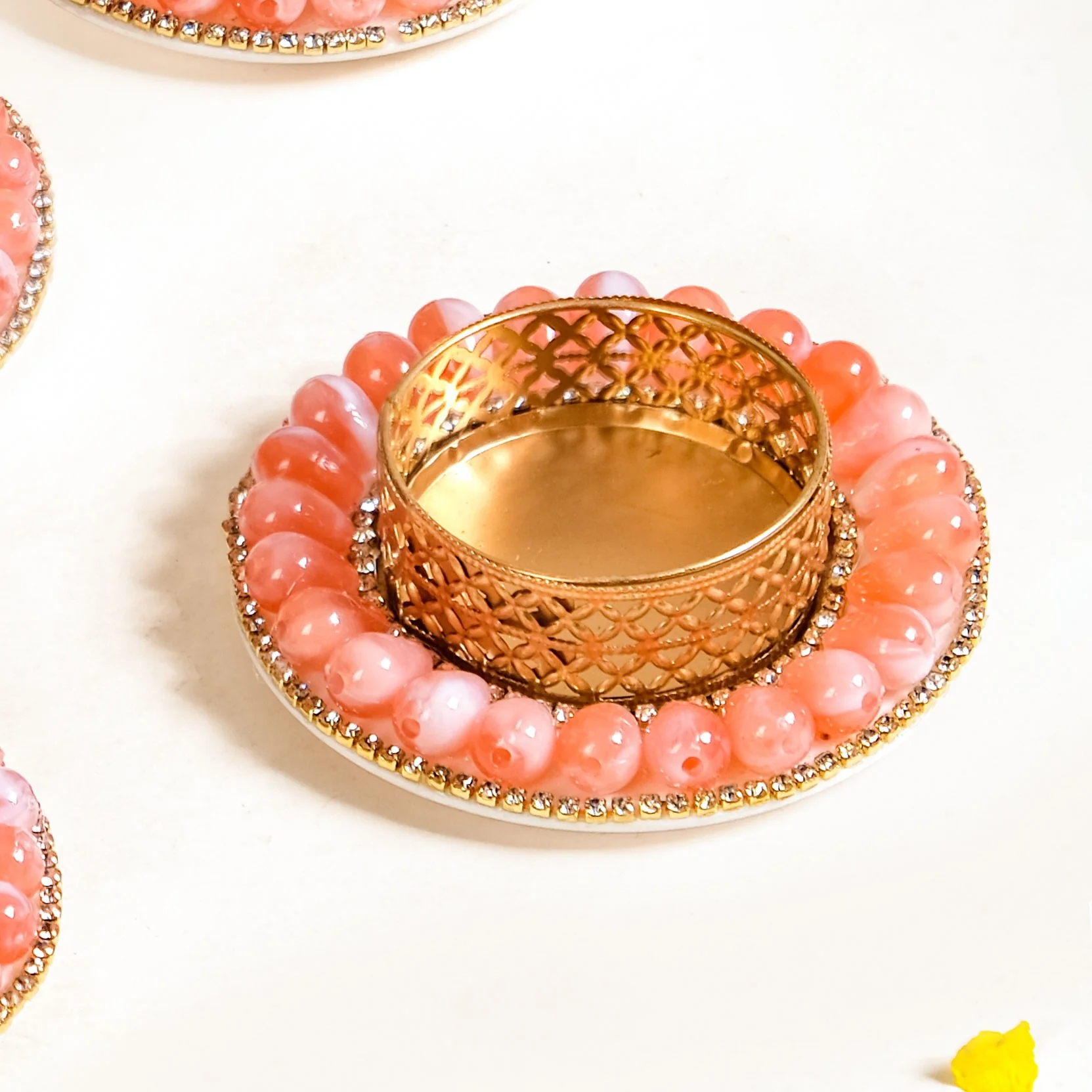 Pink Beaded Tea Light Candle Holders Set Of 6 - Image 6