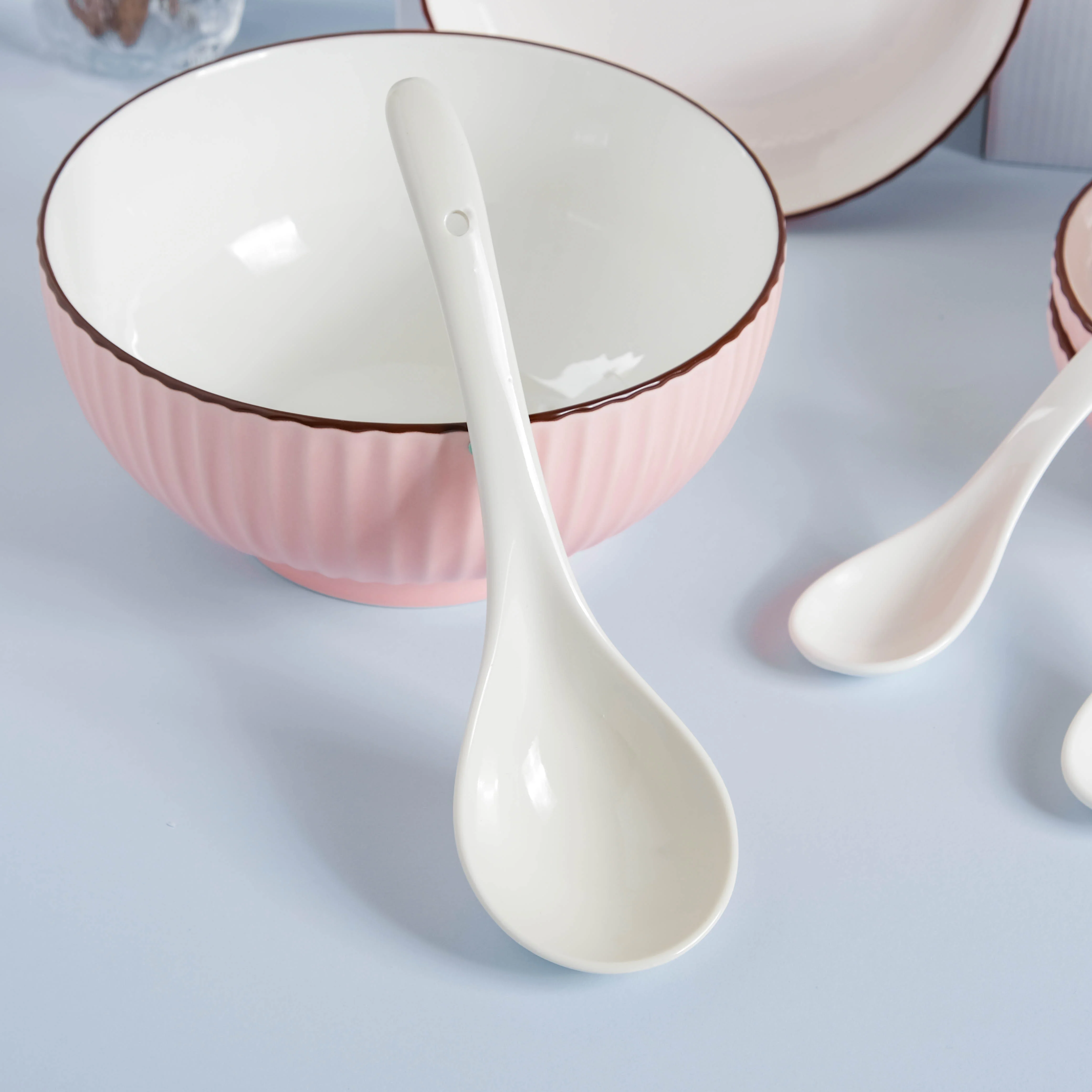 Pink Blossom 18 Piece Pasta Set For 4 - Image 16