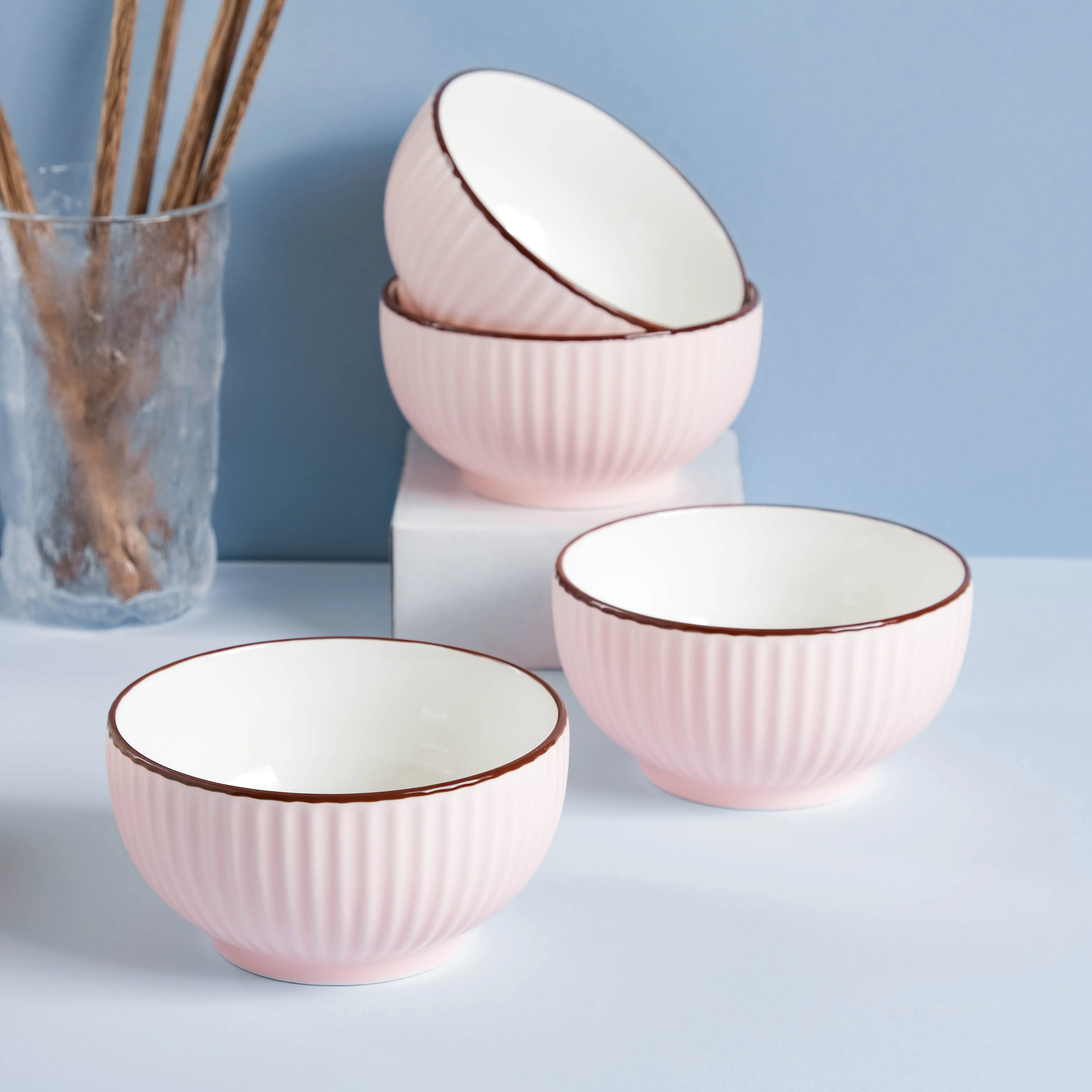 Pink Blossom 18 Piece Pasta Set For 4 - Image 5