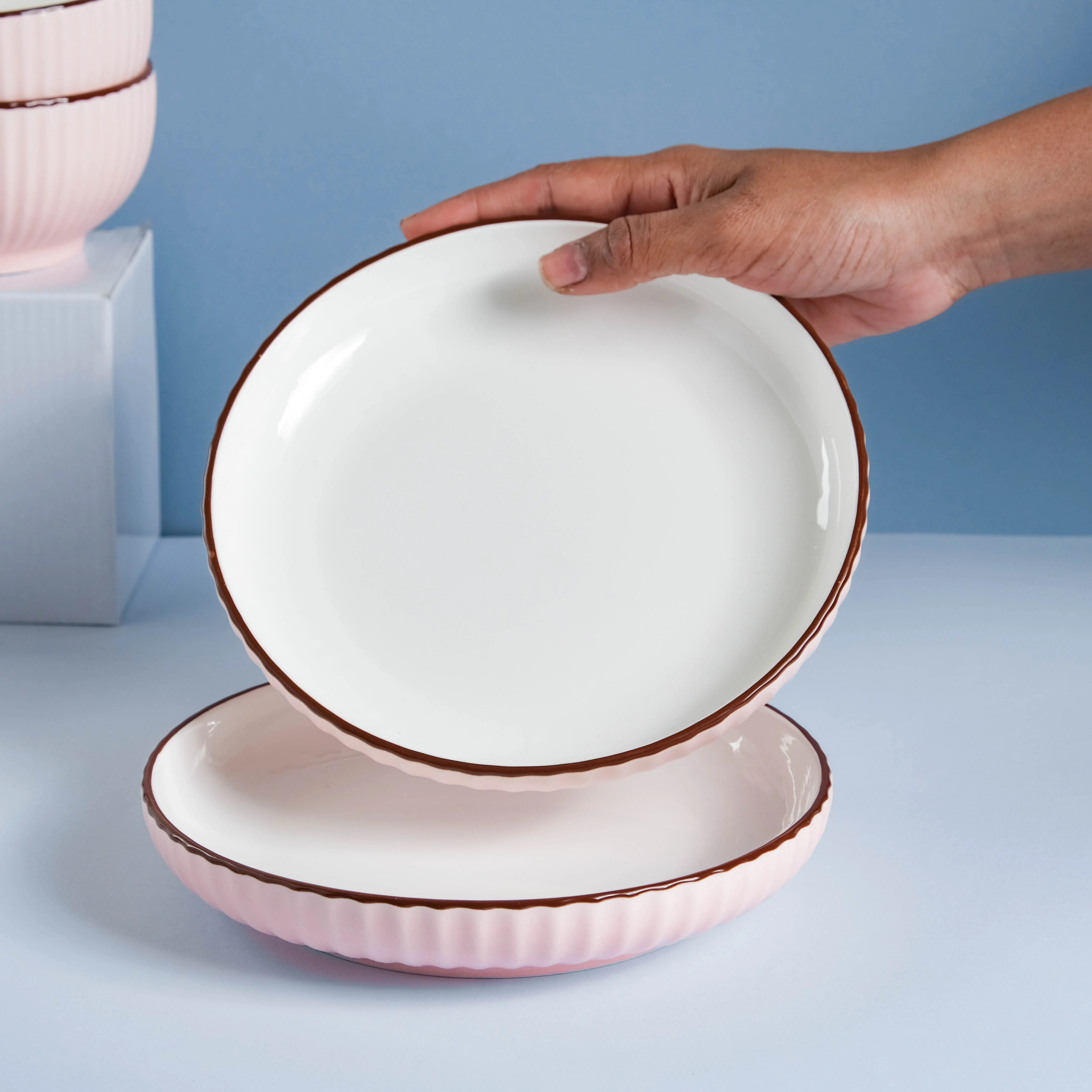 Pink Blossom 18 Piece Pasta Set For 4 - Image 8