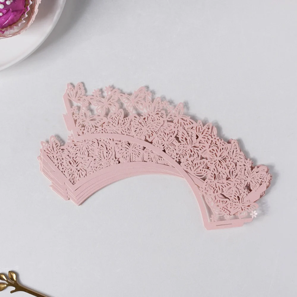 Pink Butterfly Lace Cupcake Wrapper Set of 20 - Image 10