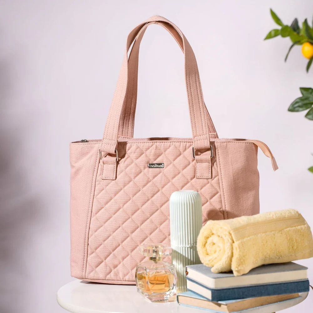 Pink Canvas Quilted Tote Bag - Image 4