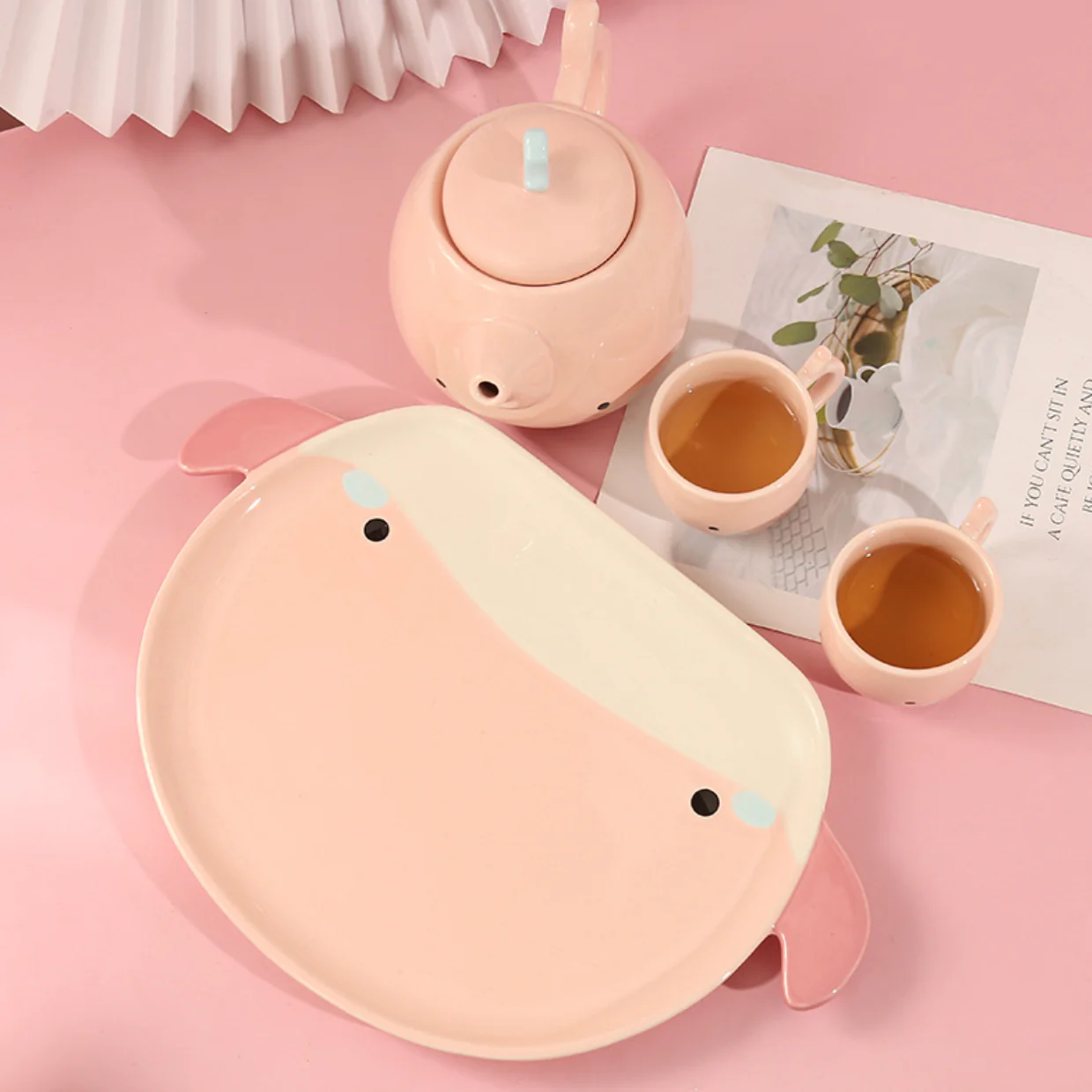 Pink Cute Whale Tea Set - Image 14