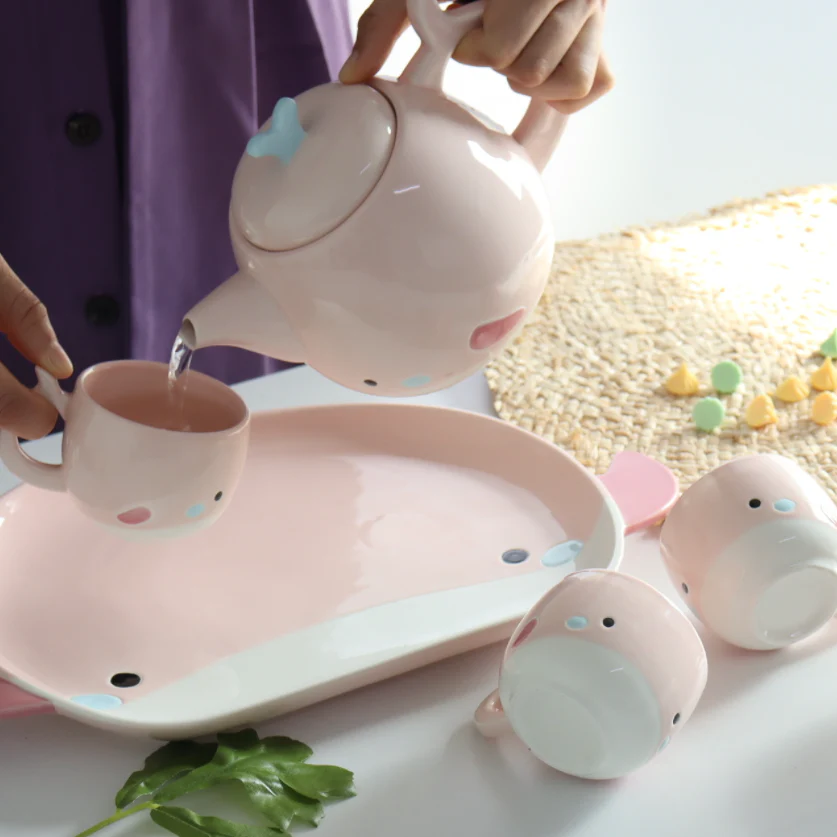Pink Cute Whale Tea Set - Image 4