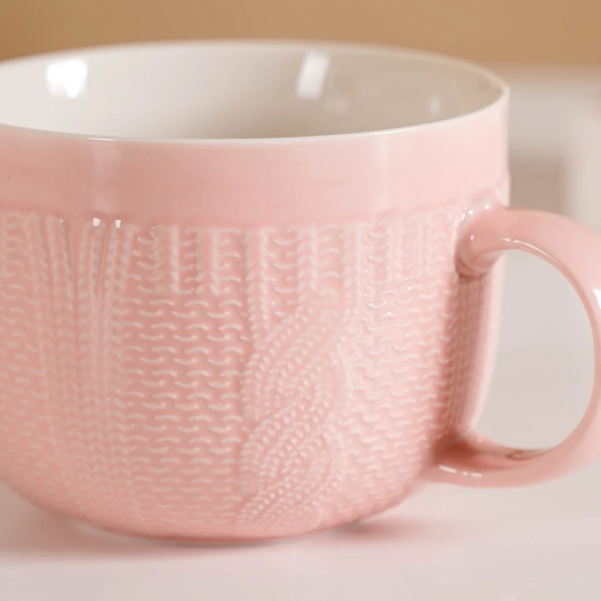 Pink Embossed Cappuccino Cup Set of 4 Large 490ml - Image 8