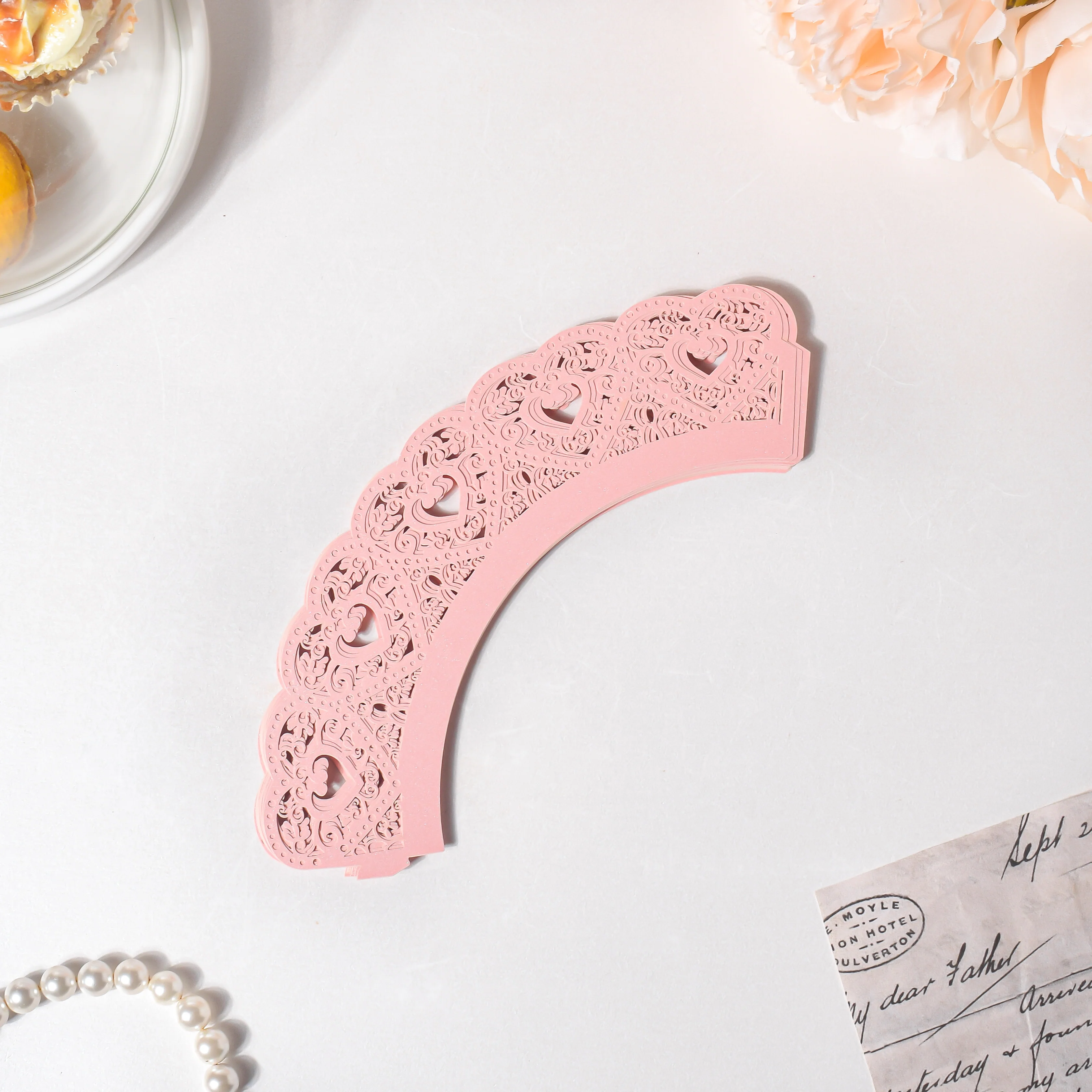 Pink Heart Lace Cupcake Wrapper Set Of 20 - Image 3