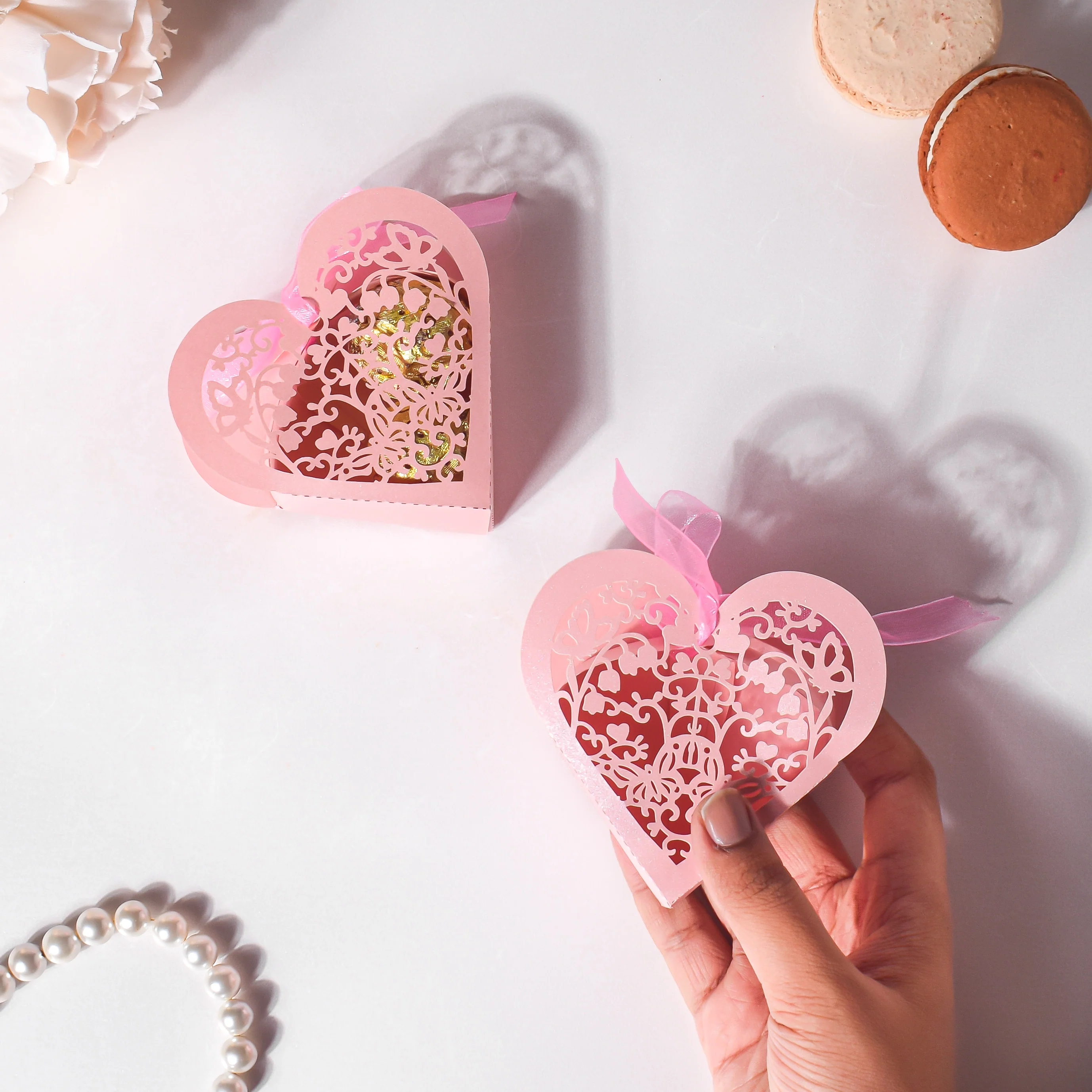 Pink Heart Paper Gift Box Set Of 20 - Image 2