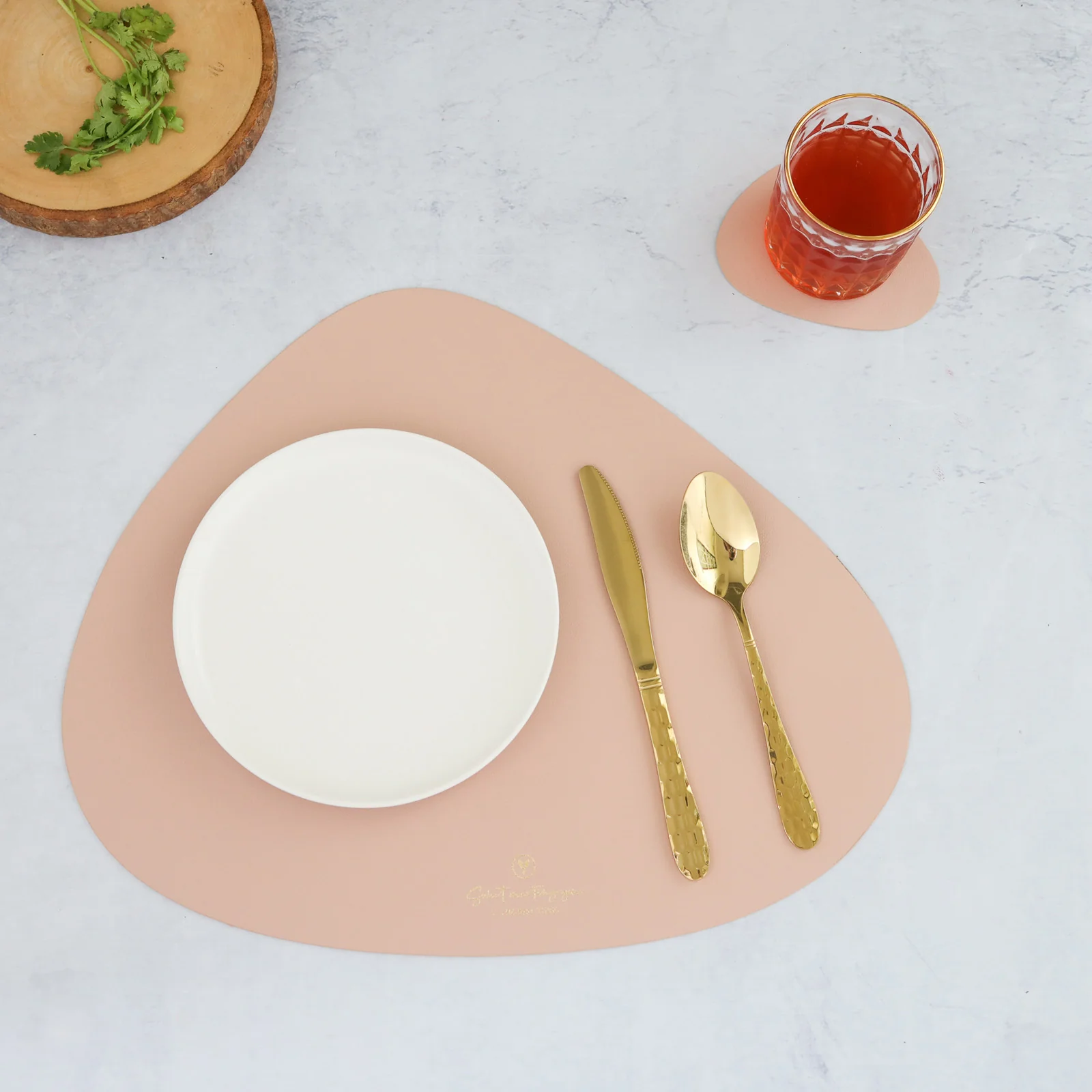 Pink Leather Dinner Mat Set of 4