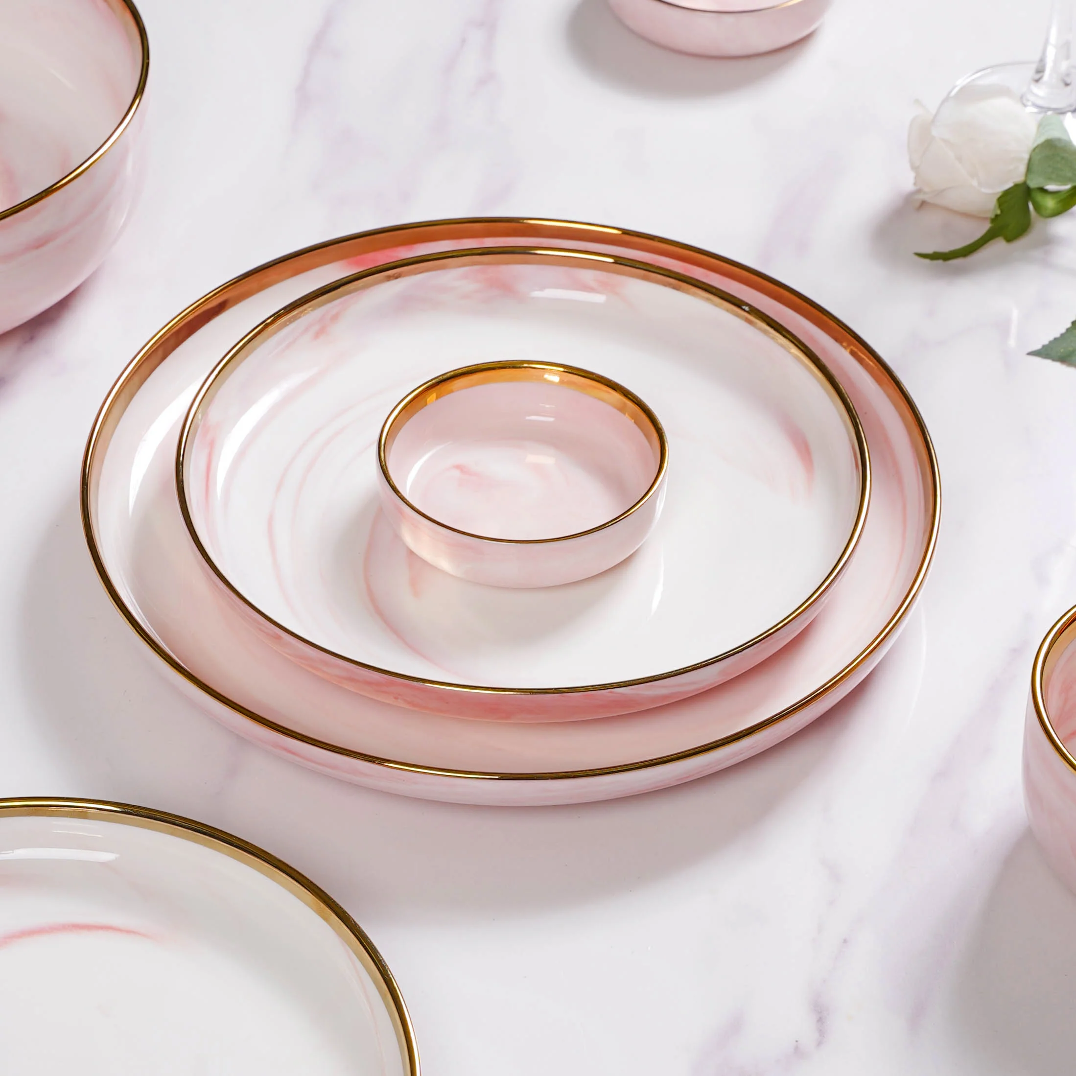 Pink Marble 26 Piece Dinnerware For 6 - Image 11