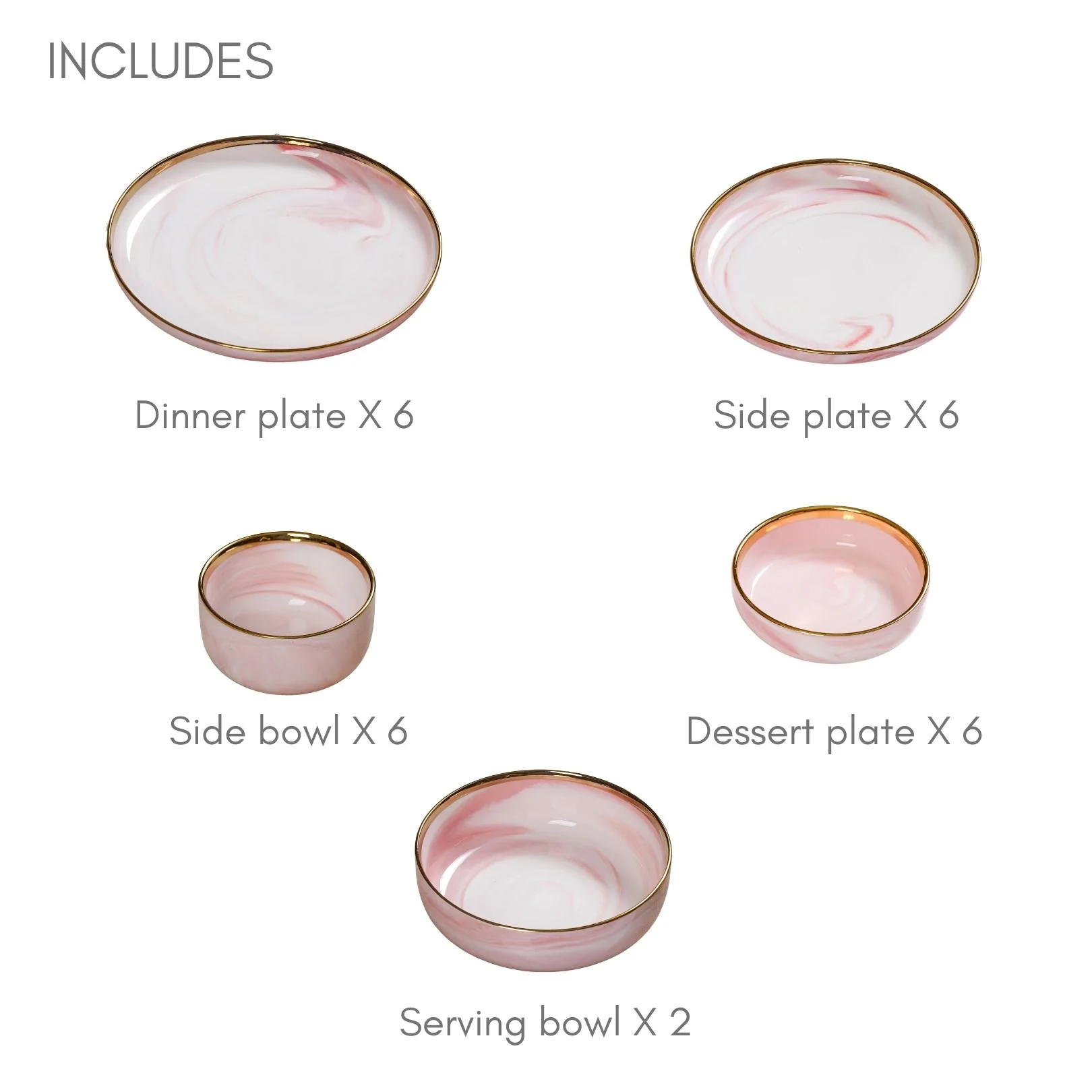 Pink Marble 26 Piece Dinnerware For 6 - Image 15