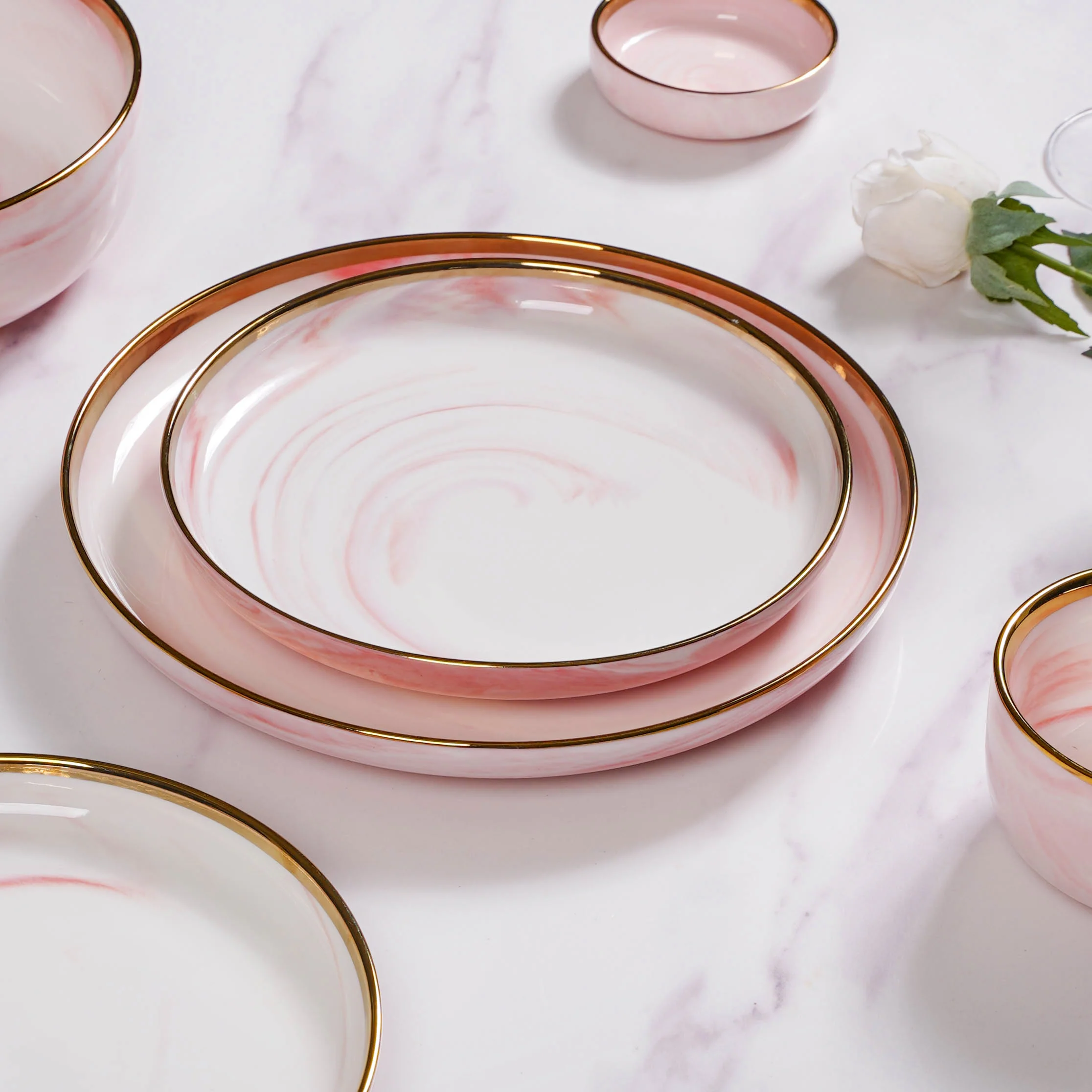 Pink Marble 26 Piece Dinnerware For 6 - Image 9