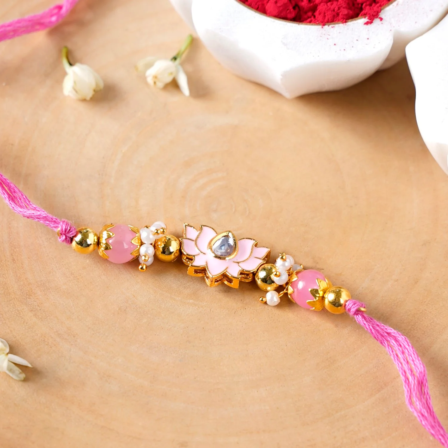 Pink Meenakari Lotus Raksha Bandhan Gift Hamper - Image 2