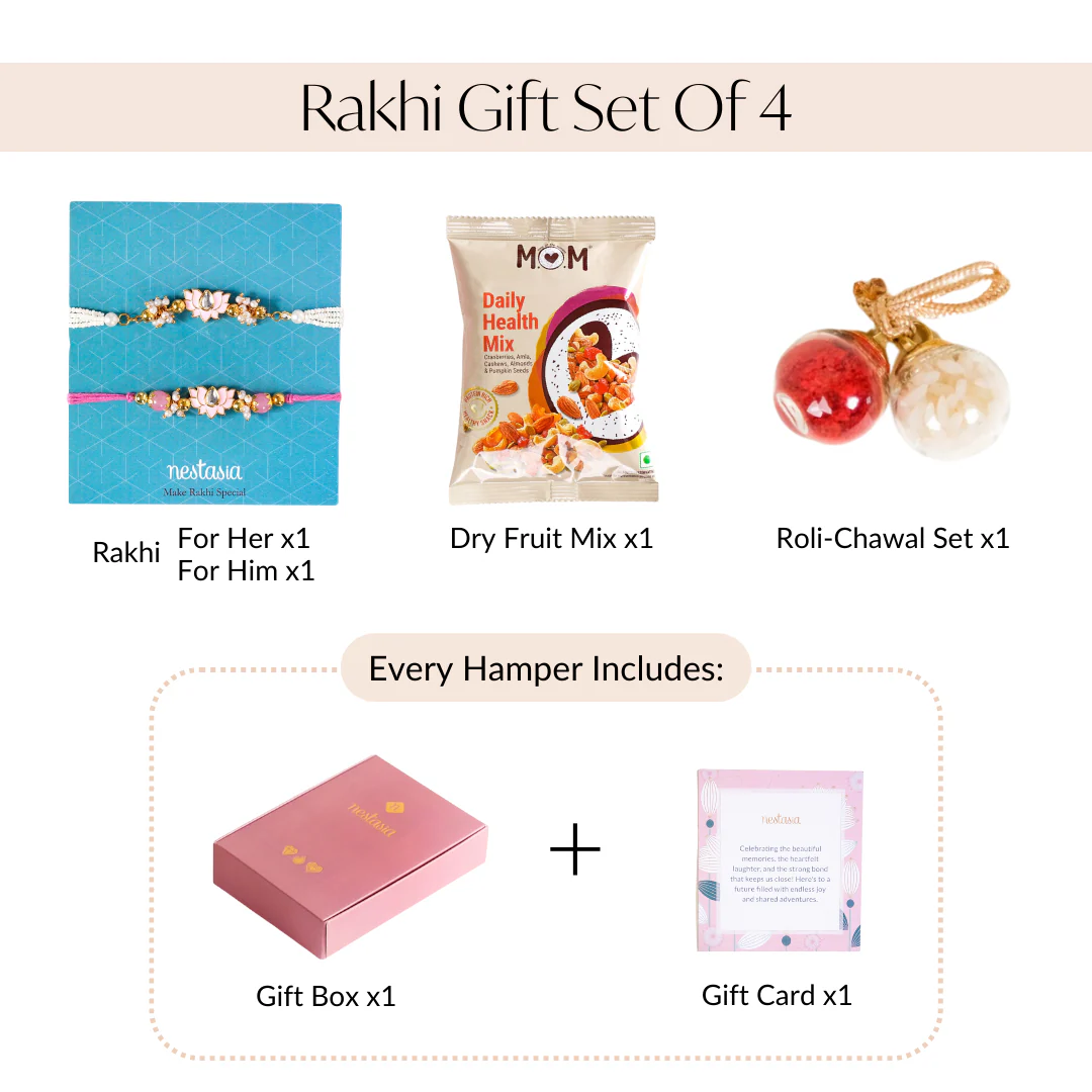 Pink Meenakari Lotus Raksha Bandhan Gift Hamper - Image 5