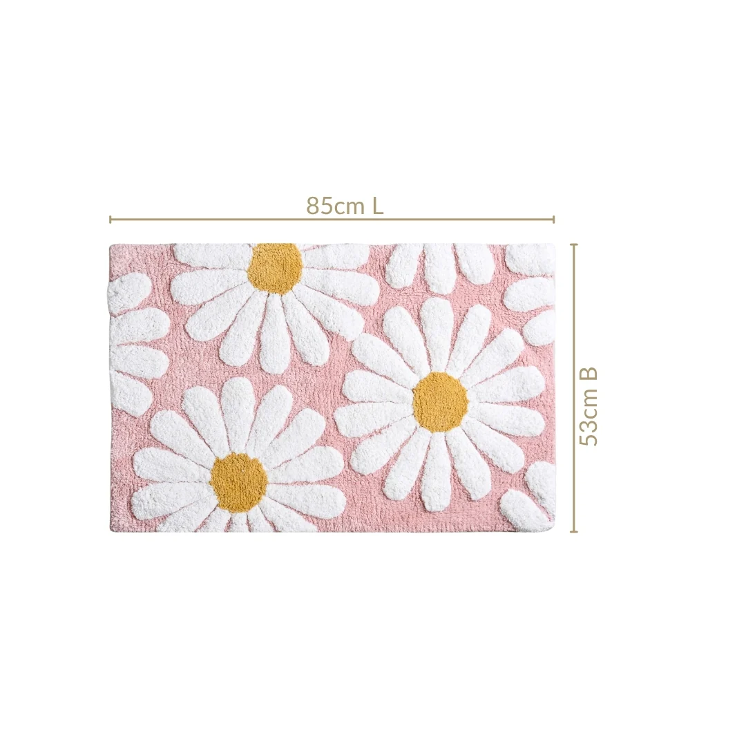 Pink Roseate Cotton Anti Slip Floor Mat 85x53cm - Image 2