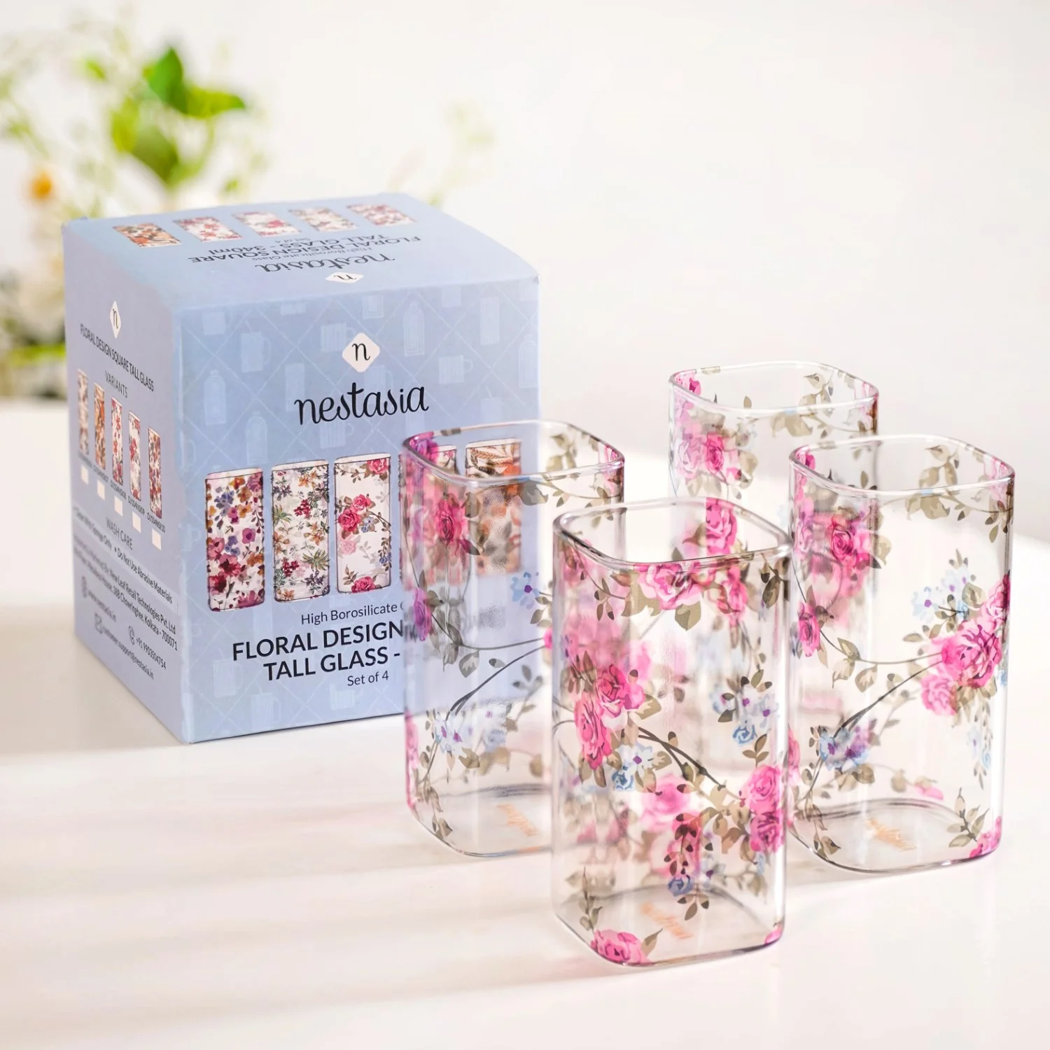 Pink Roses Cocktail Glass Set Of 4 340ml - Image 3