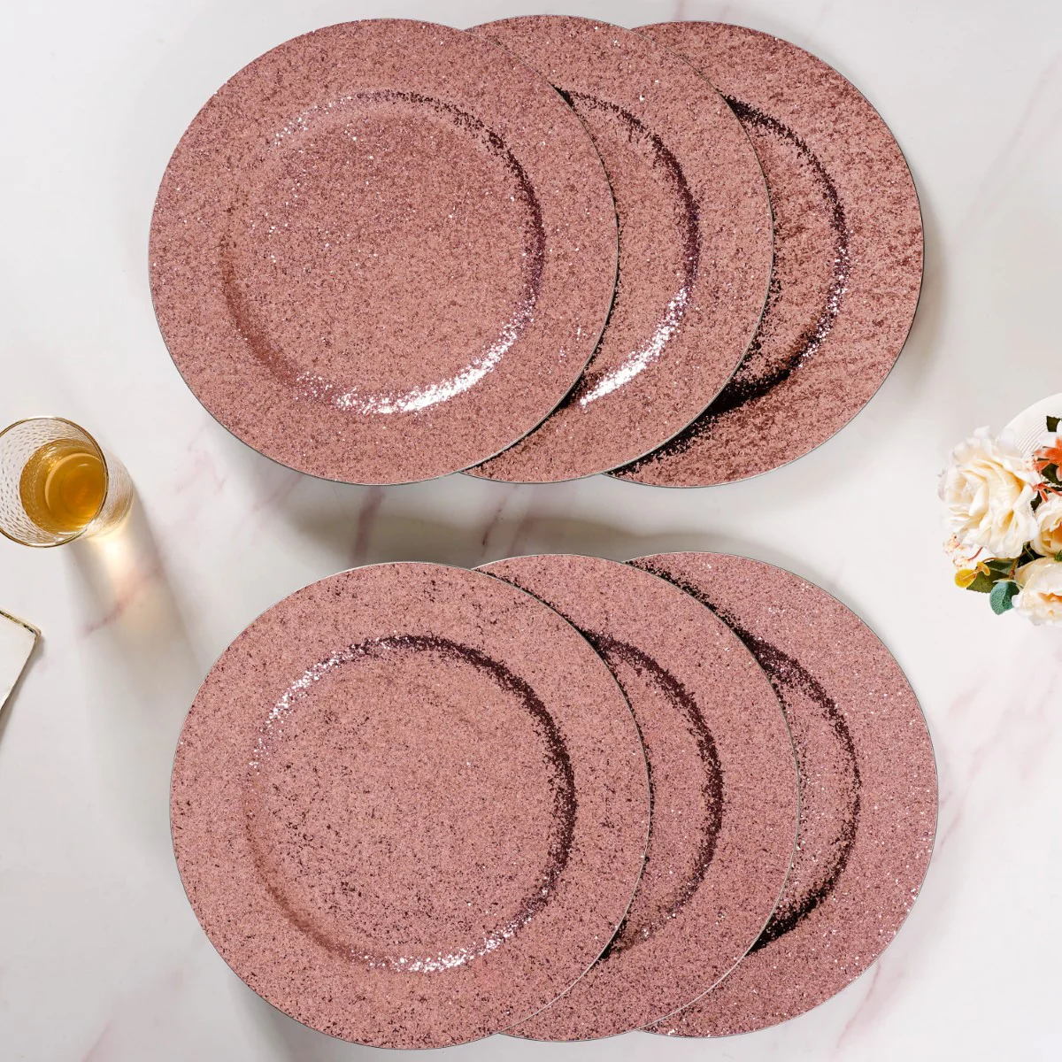 Pink Shimmer Charger Plate Set Of 6 13 Inch - Image 9