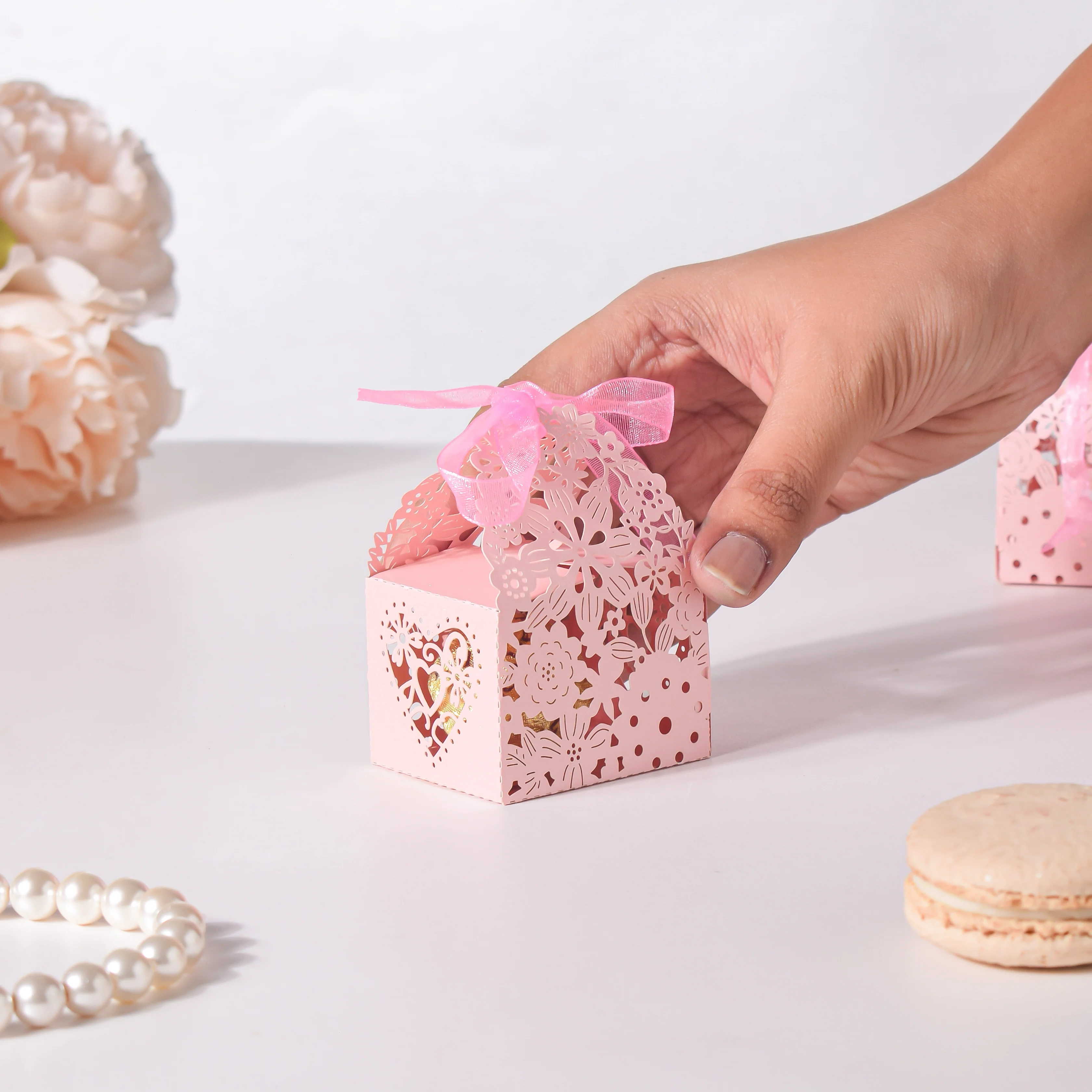 Pink Square Paper Gift Box Set of 20 - Image 2