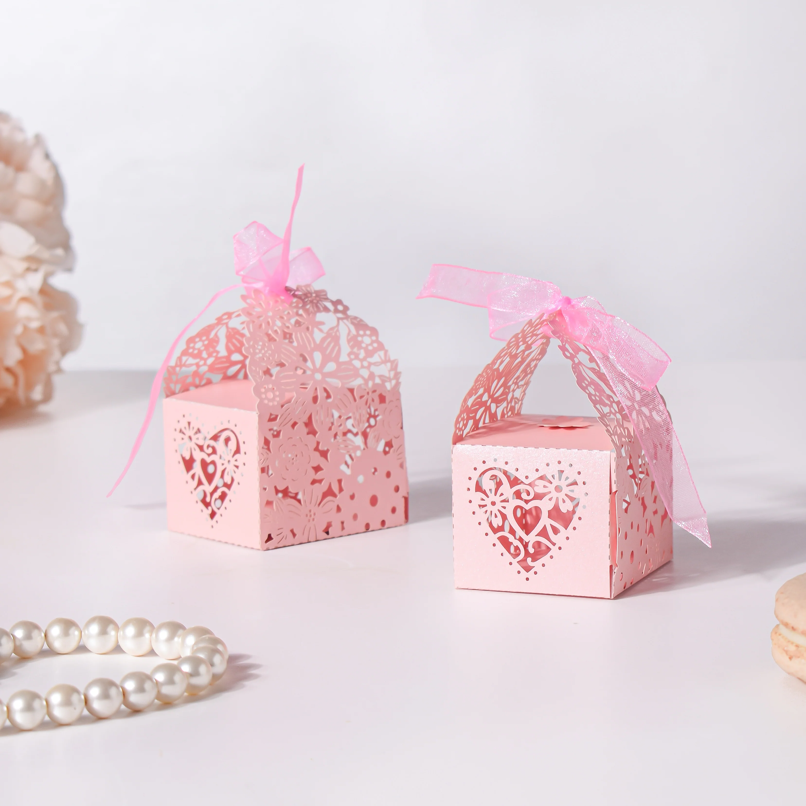 Pink Square Paper Gift Box Set of 20 - Image 3