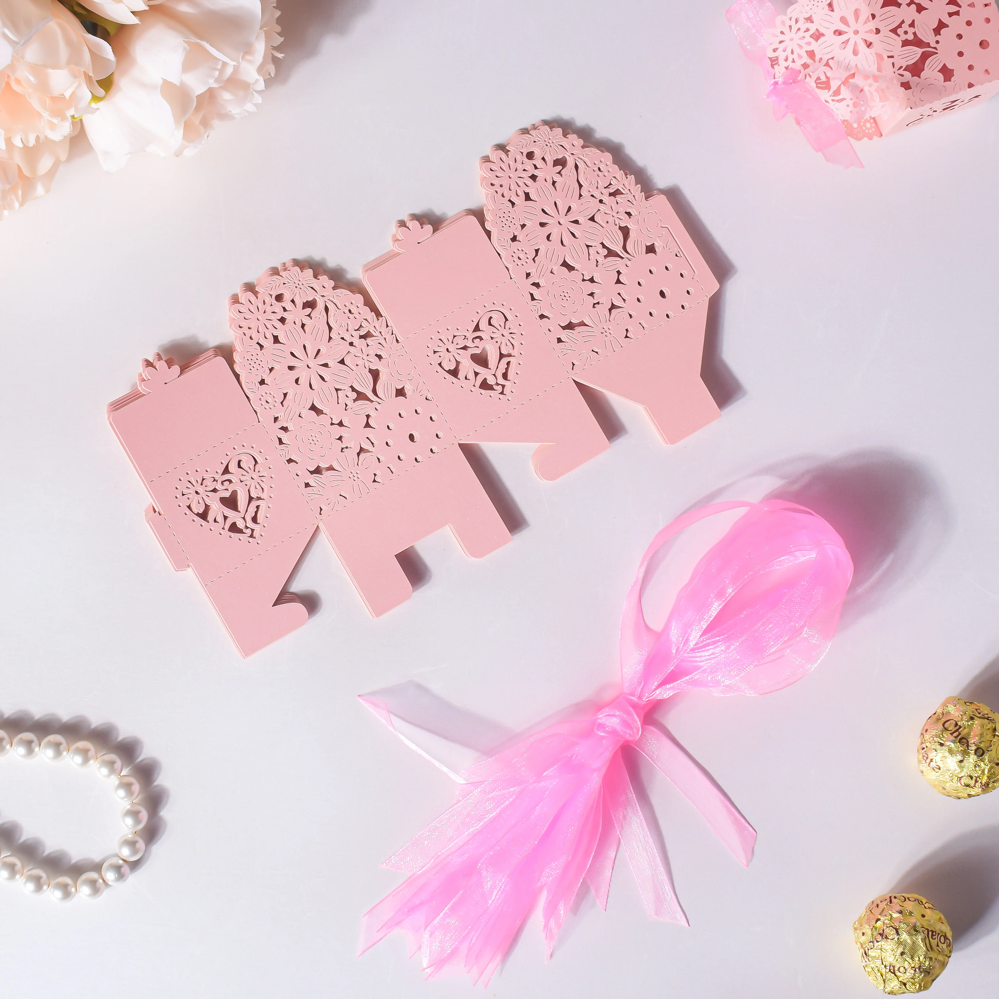 Pink Square Paper Gift Box Set of 20 - Image 4