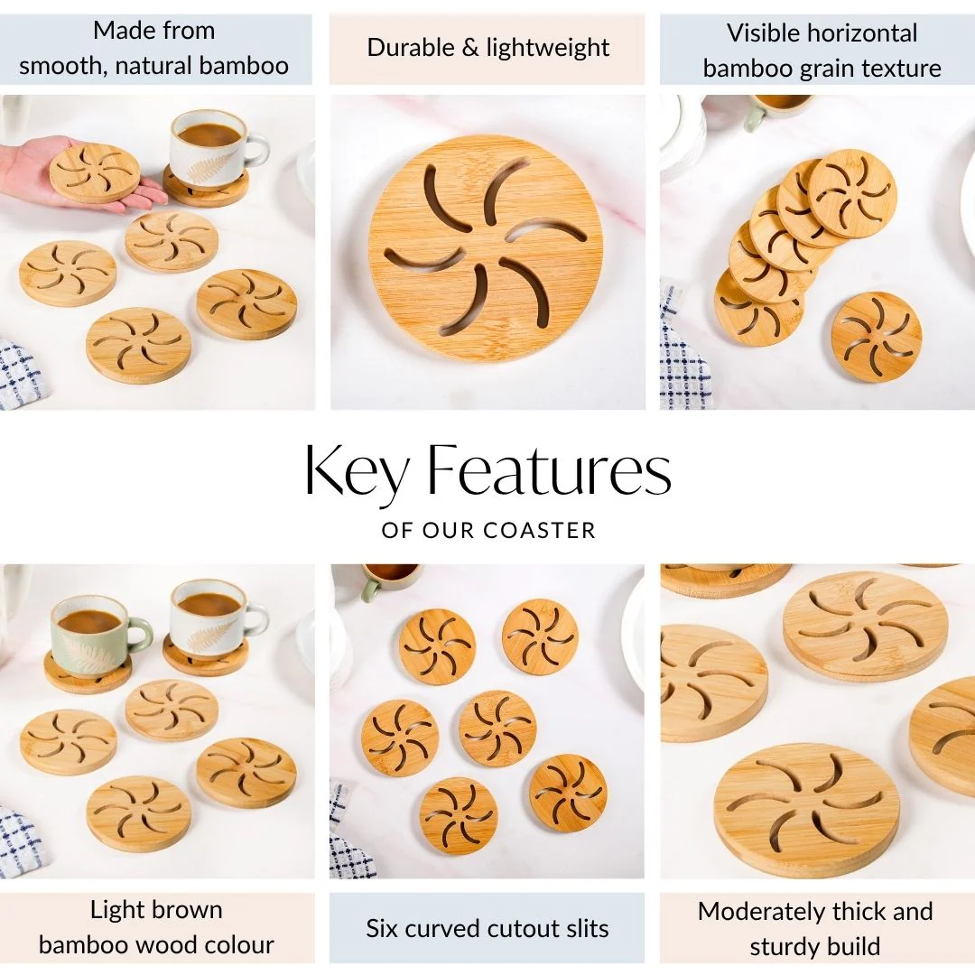 Pinwheel Bamboo Coaster Set Of 6 - Image 4