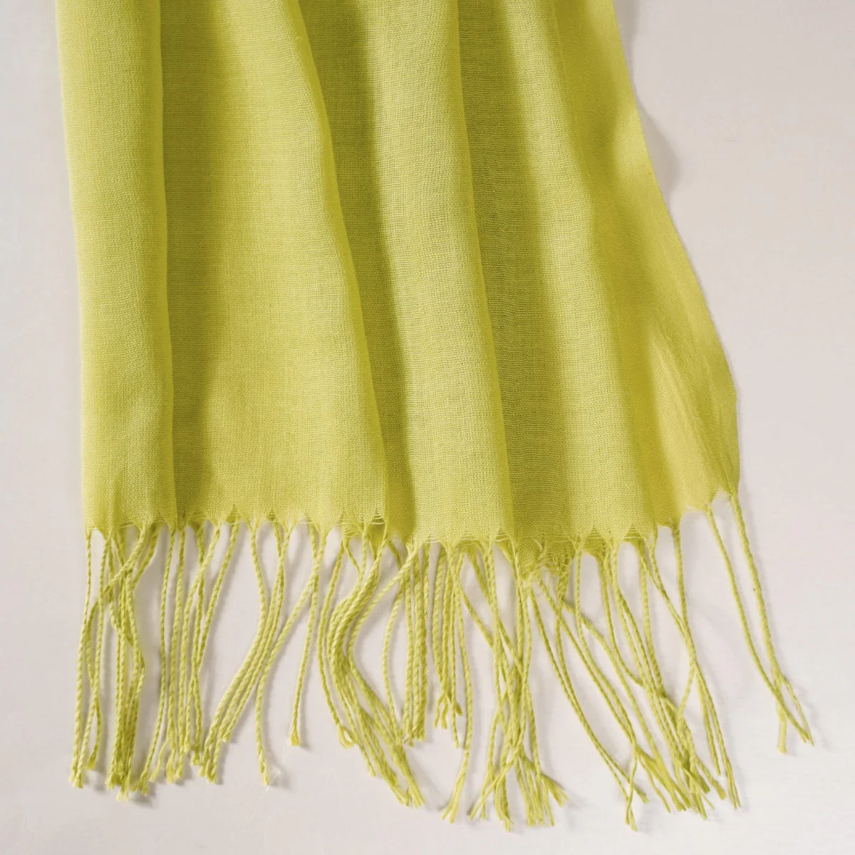 Pistachio Green Ladies Scarf With Fringes - Image 6