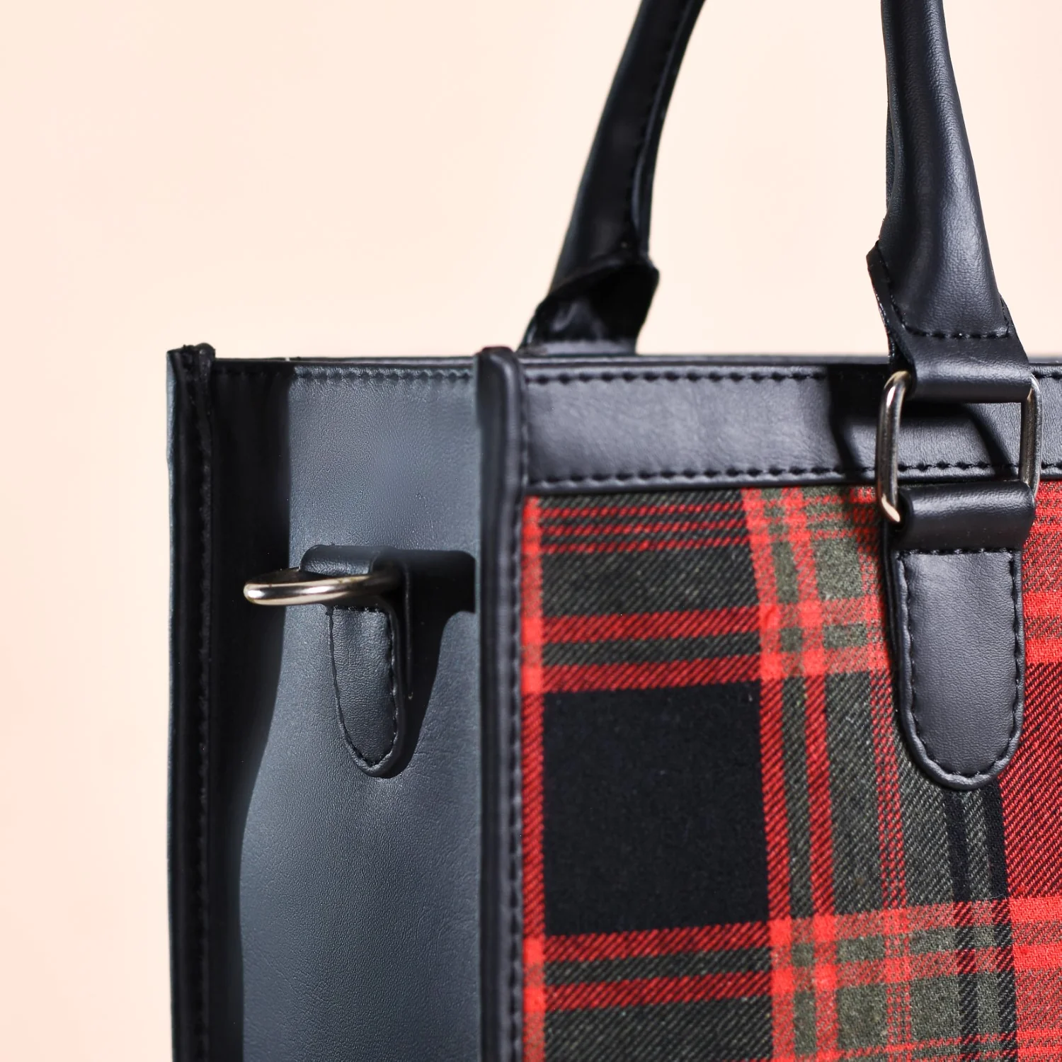 Plaid Checkered Handbag With Sling - Image 10