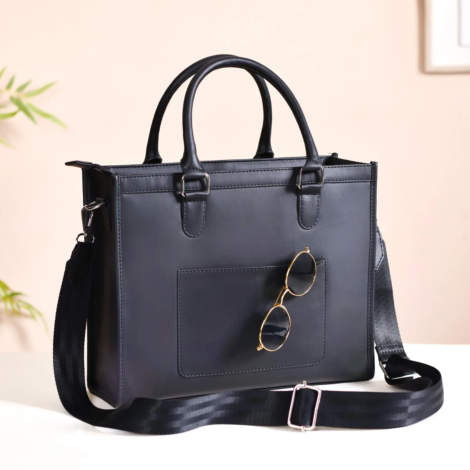 Plaid Checkered Handbag With Sling - Image 6