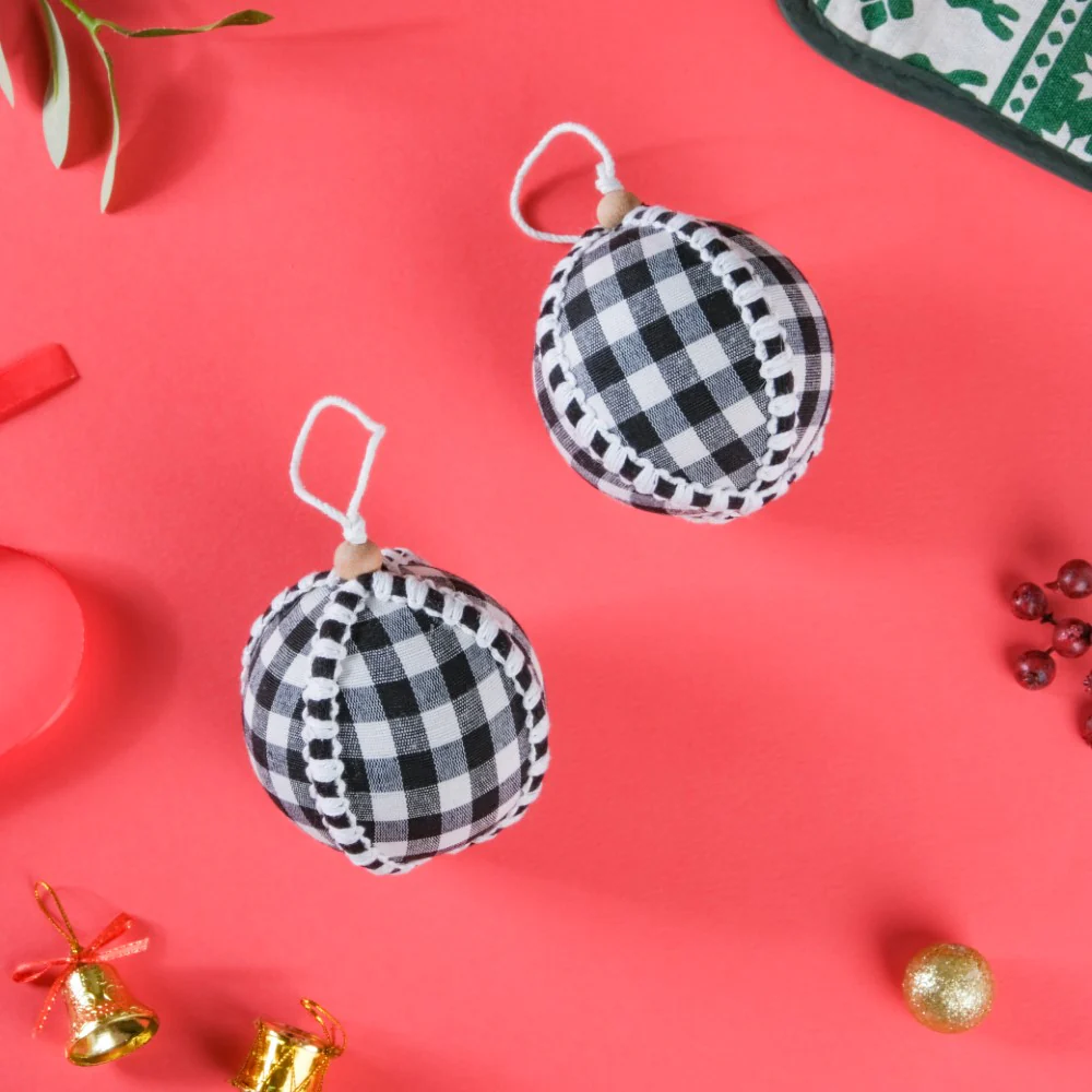 Plaid Christmas Ball Ornament Set Of 2 - Image 5