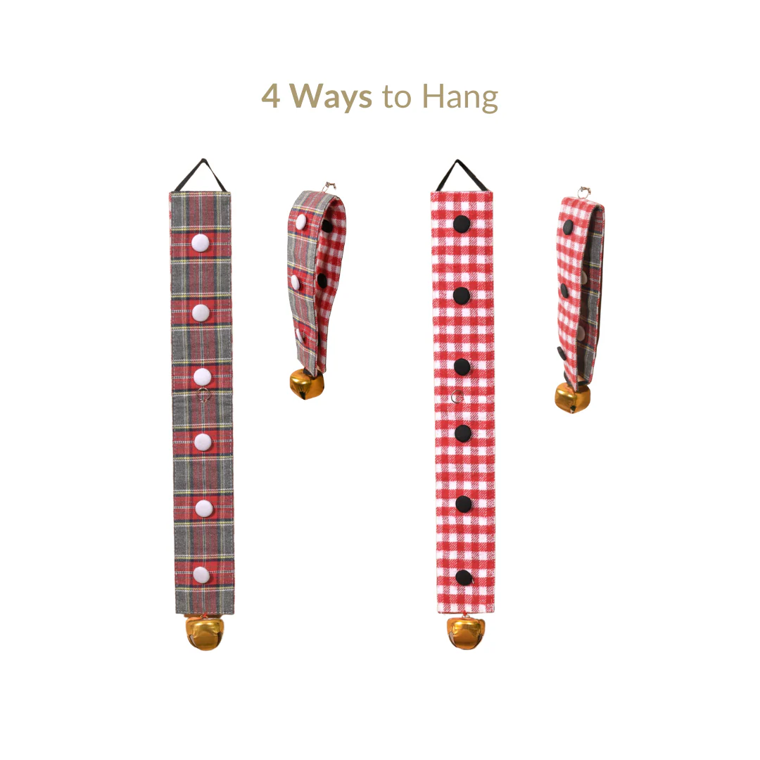 Plaid Christmas Bell Hanging Decor Double Sided Red - Image 10