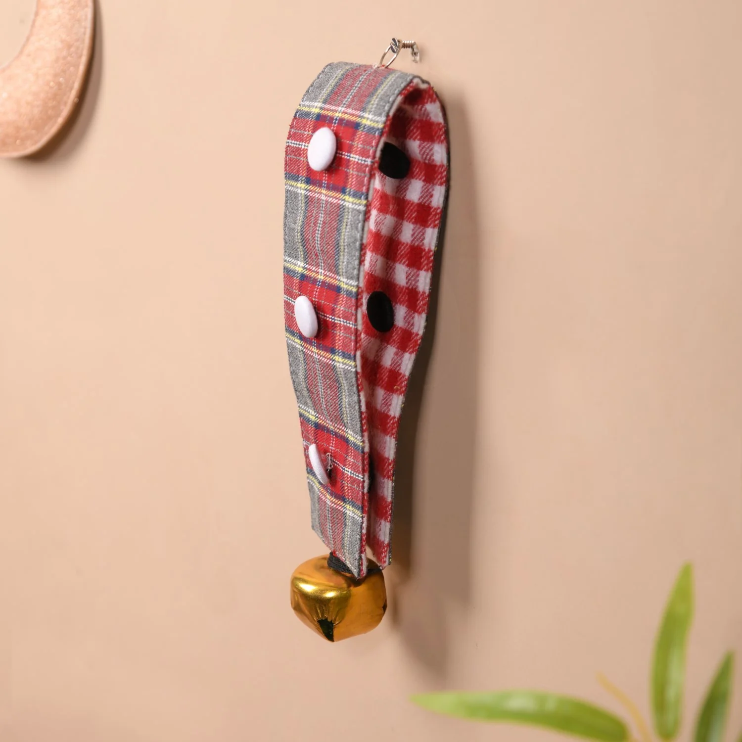 Plaid Christmas Bell Hanging Decor Double Sided Red - Image 11