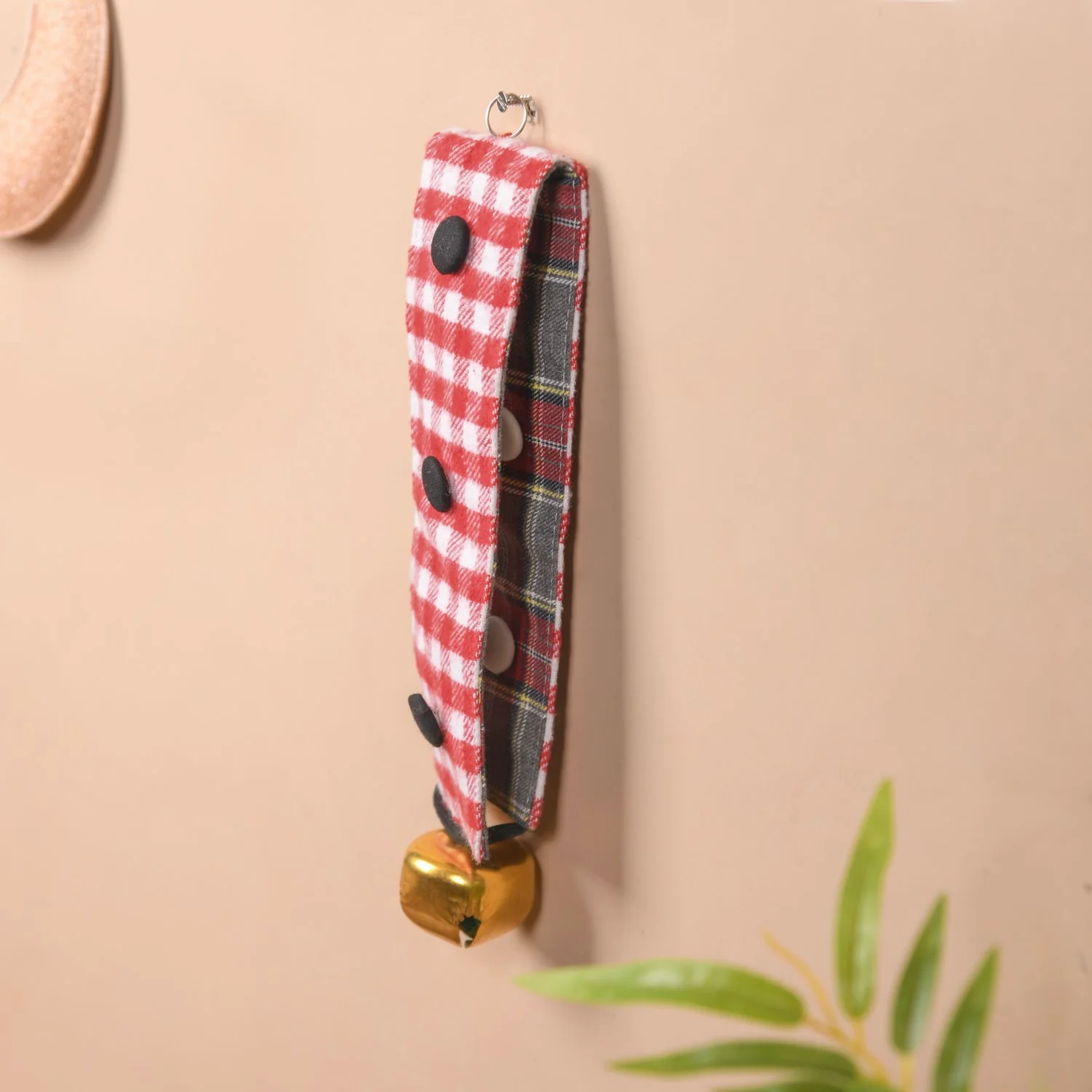 Plaid Christmas Bell Hanging Decor Double Sided Red - Image 4