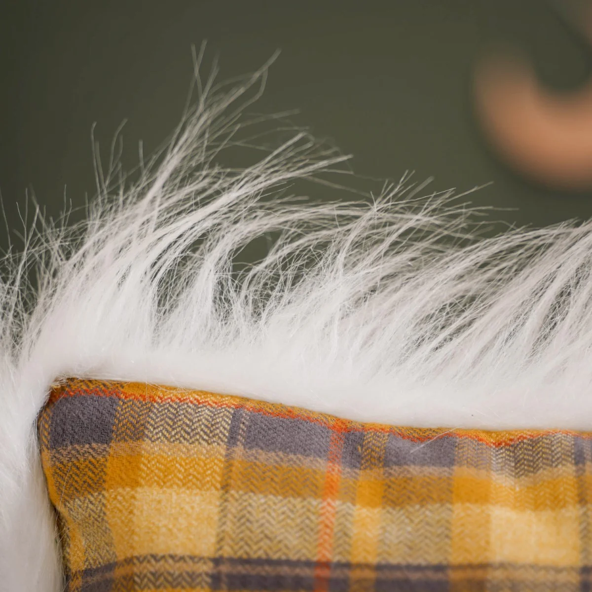 Plaid Fur Double Sided Cushion Cover 16x16 Inch - Image 7