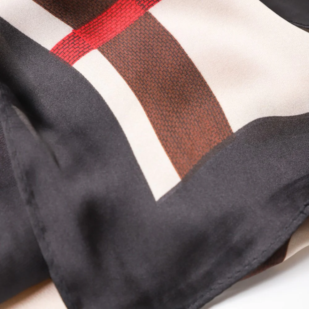 Plaid Modern Check Scarf Beige - Image 5