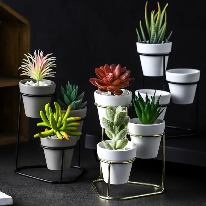 Planter Stand of 3 White Black - Image 4