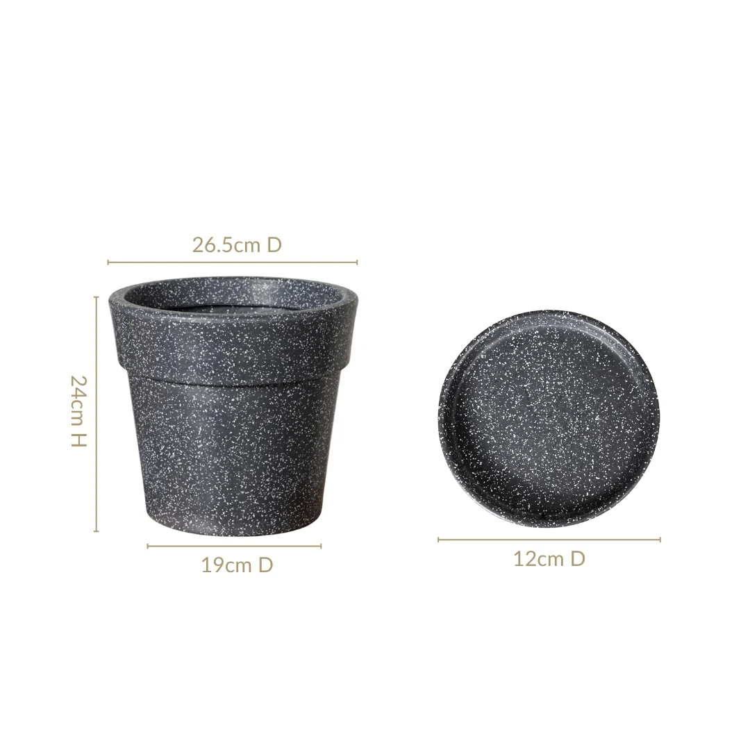 Planterra Grey Planter With Plate 10x9 Inch - Image 4
