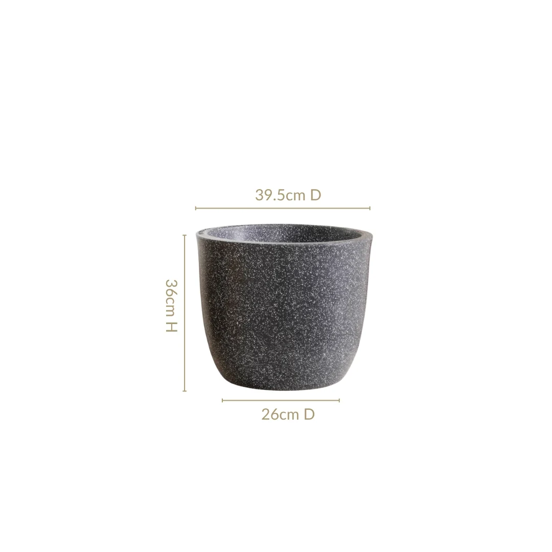 Planterra Large Charcoal Grey Planting Pot 15x14 Inch - Image 3