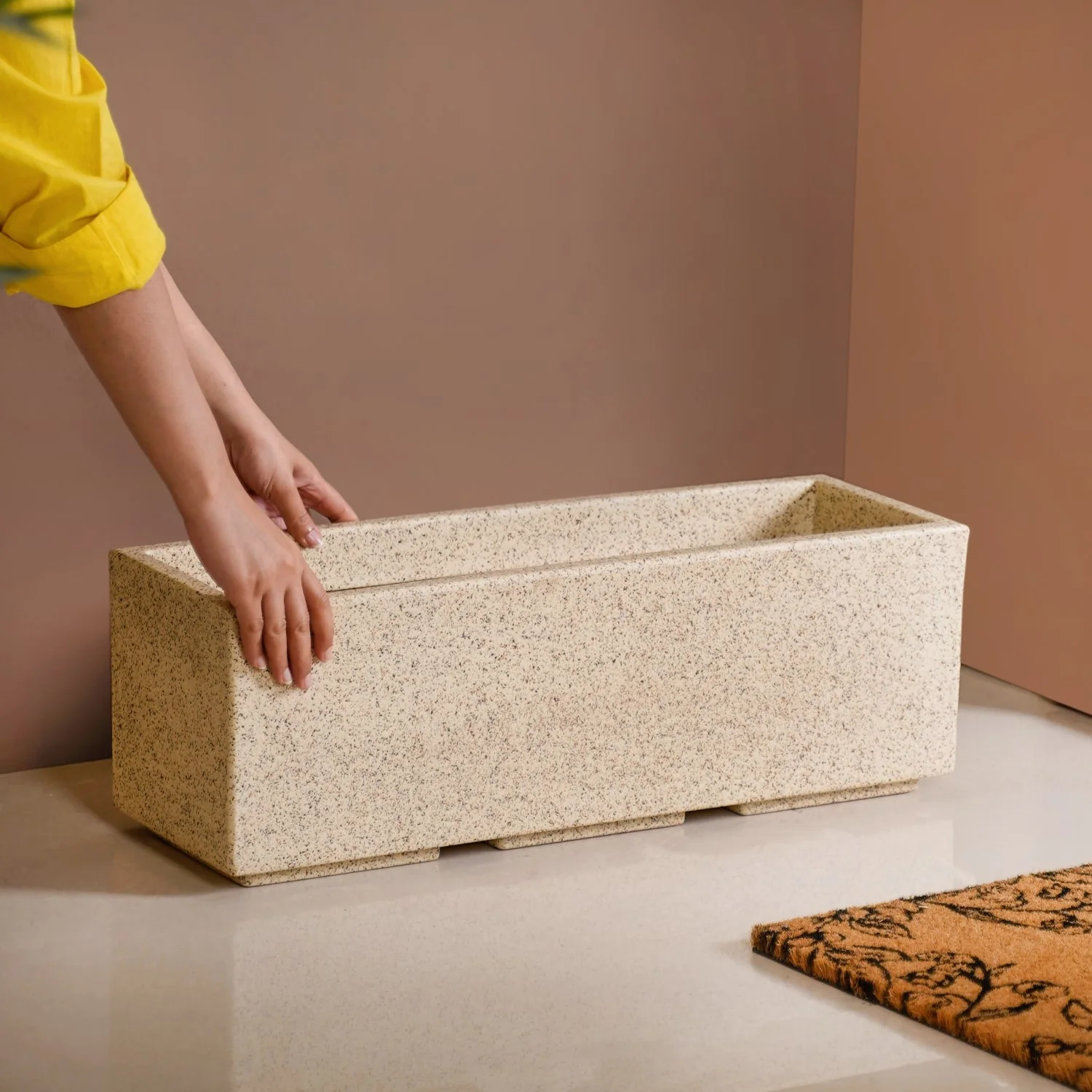 Planterra Modern Beige Trough Planters 24x8 Inch - Image 2