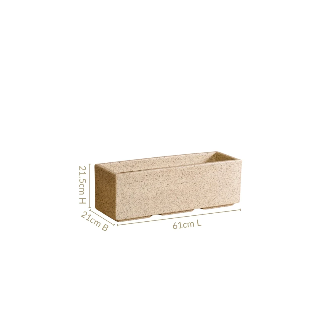 Planterra Modern Beige Trough Planters 24x8 Inch - Image 3